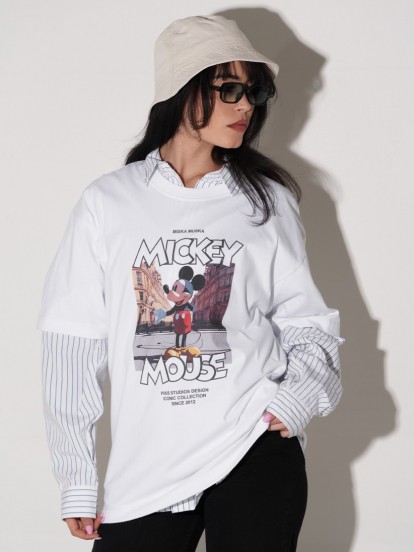 Camiseta Pixis Mickey Mouse Blanca