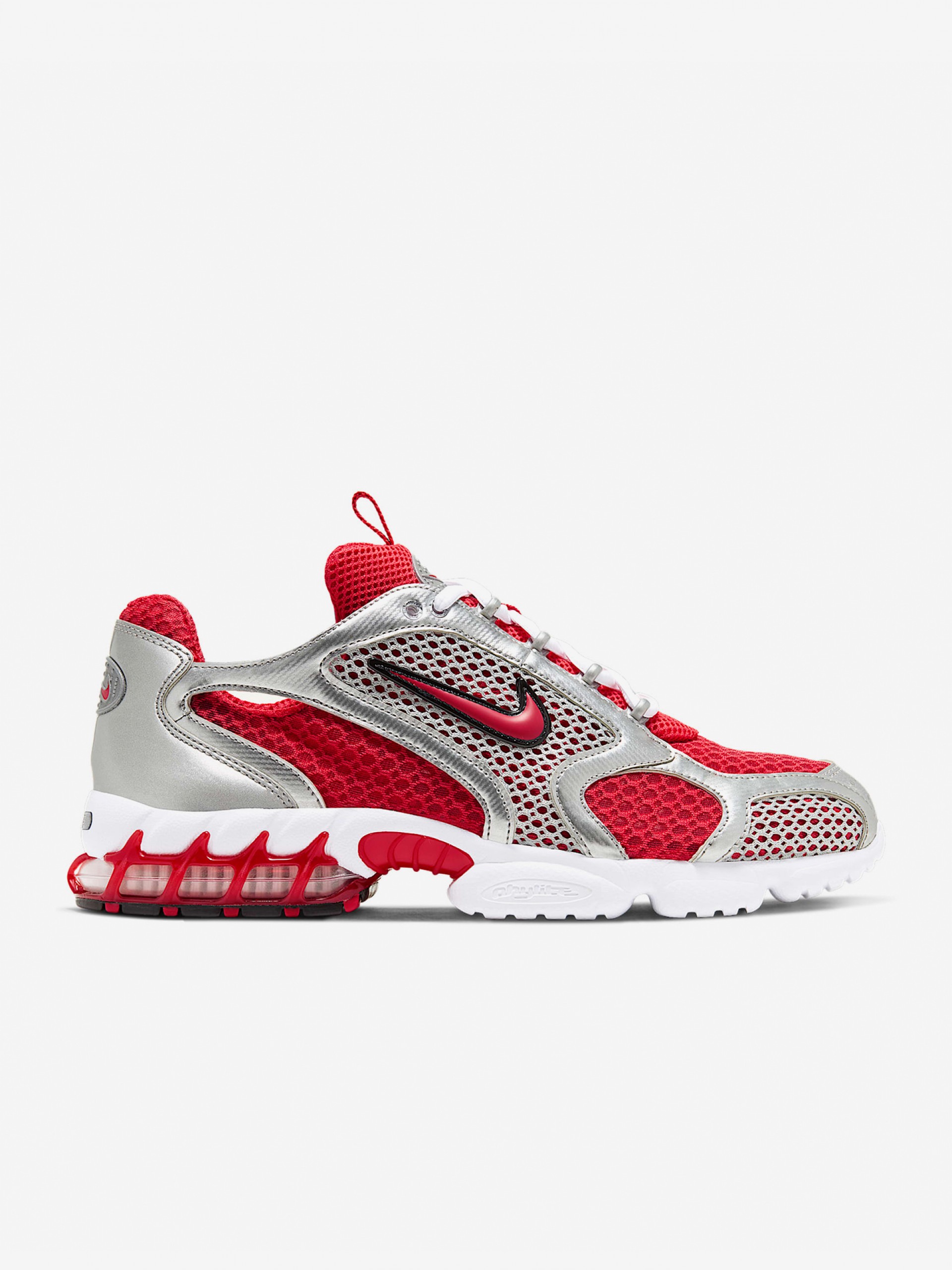 Sapatilhas Nike Air Zoom Spiridon Cage 2 Prateadas e Vermelhas Para Homem