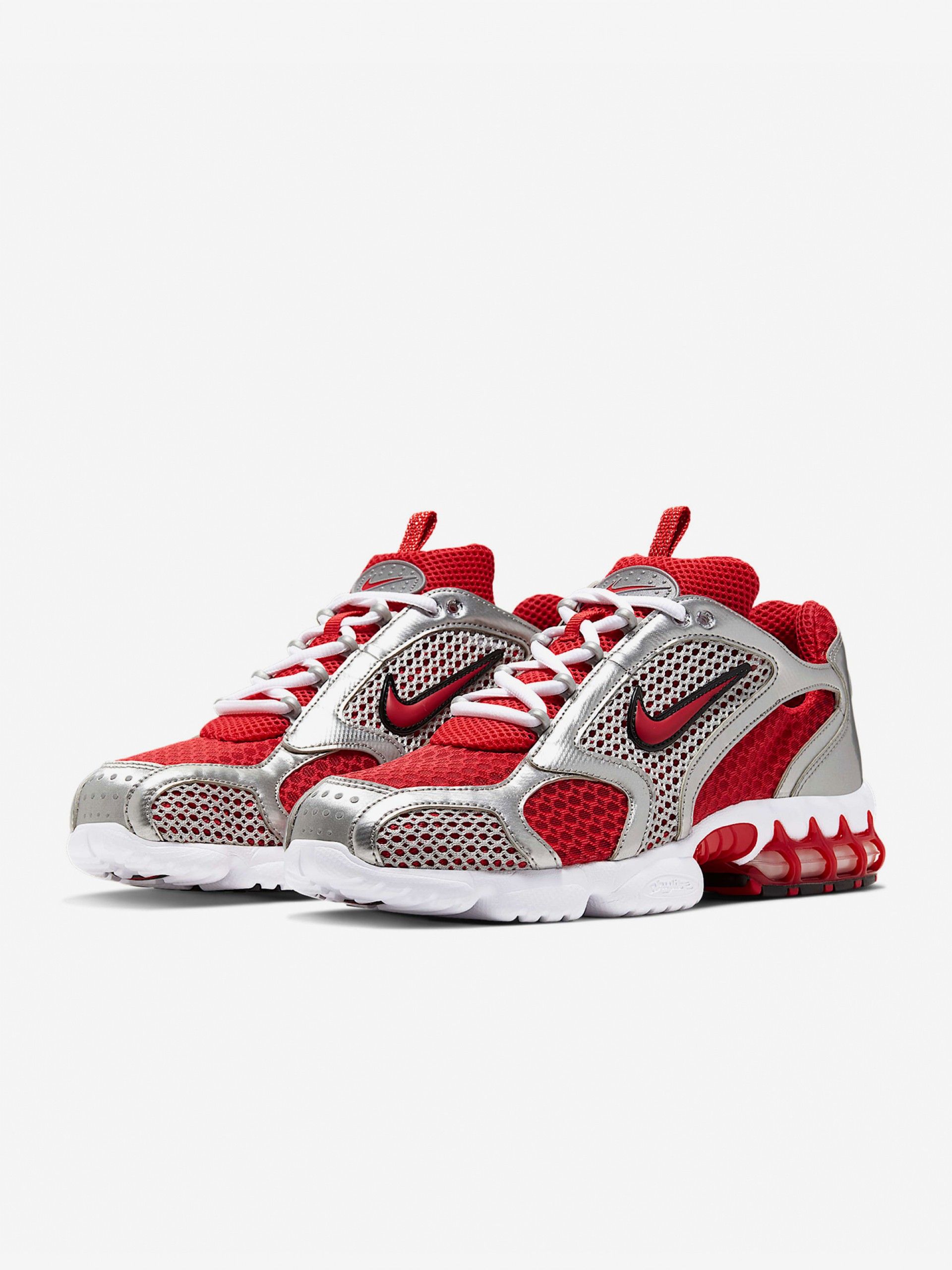 Sapatilhas Nike Air Zoom Spiridon Cage 2 Prateadas e Vermelhas Para Homem