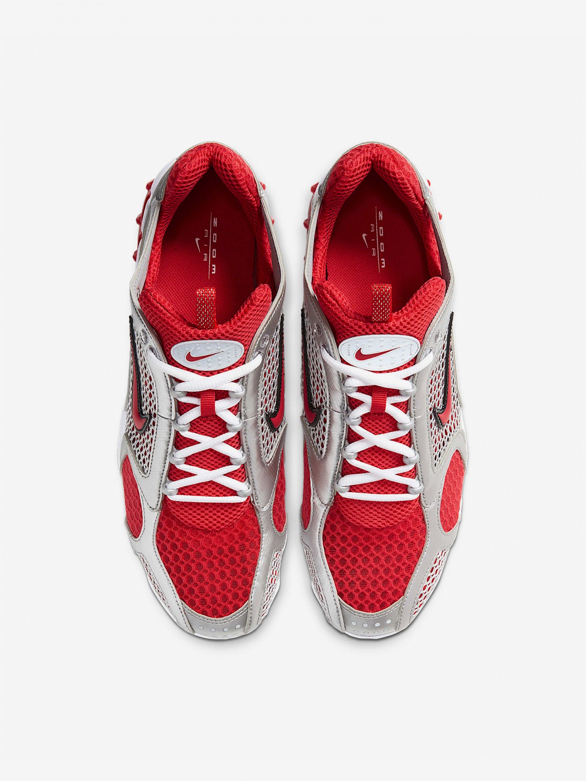 Sapatilhas Nike Air Zoom Spiridon Cage 2 Prateadas e Vermelhas Para Homem