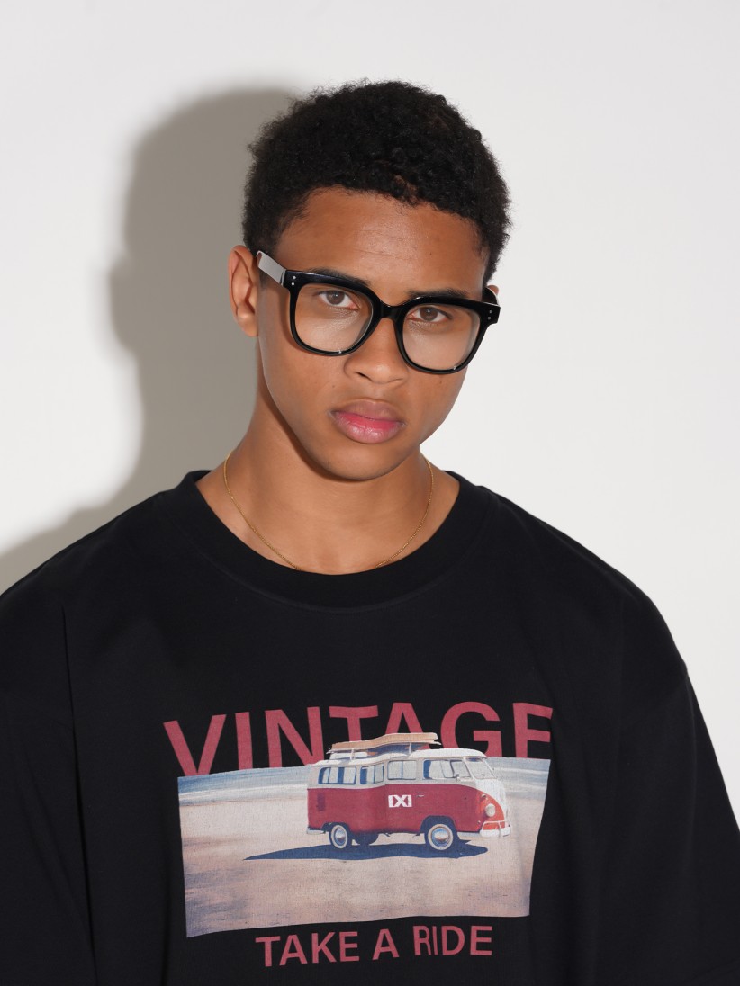 Pixis Vintage Summer Black T-shirt Pixis Vintage Summer Black T-shirt