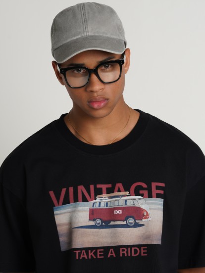 Pixis Vintage Summer Black T-shirt