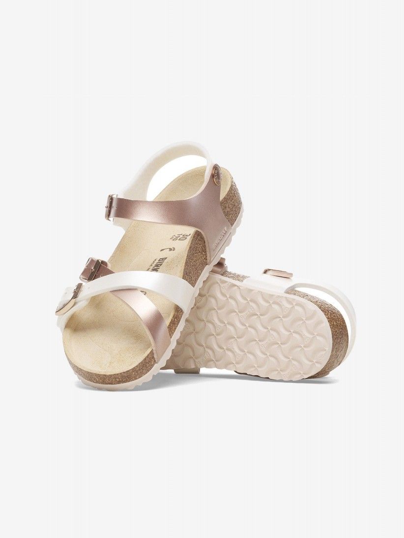 Birkenstock Kumba Birko-Flor Kids White and Rose Gold Sandals