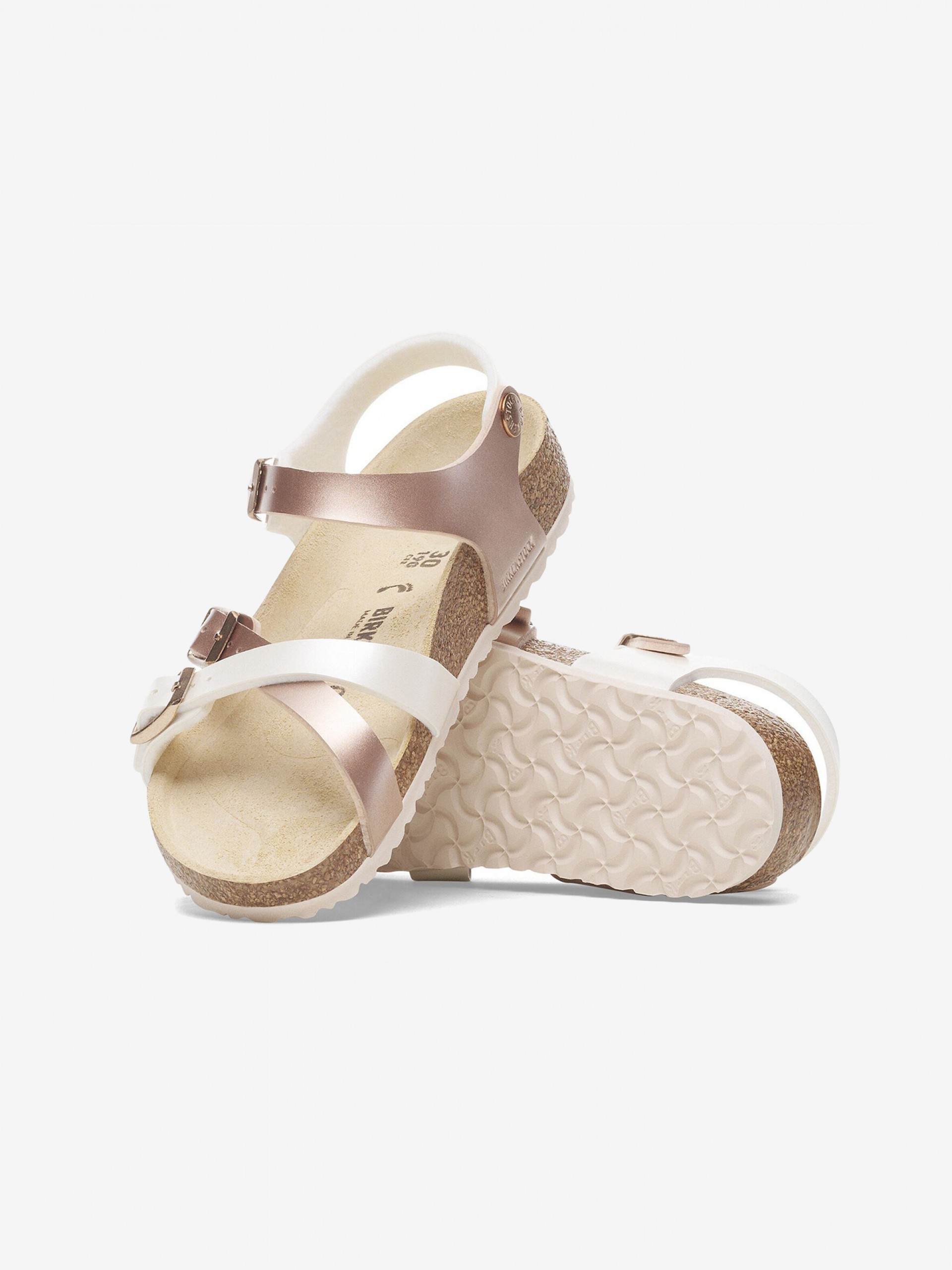Sandalias Birkenstock Kumba Birko-Flor Kids Blancas y Oro Rosa