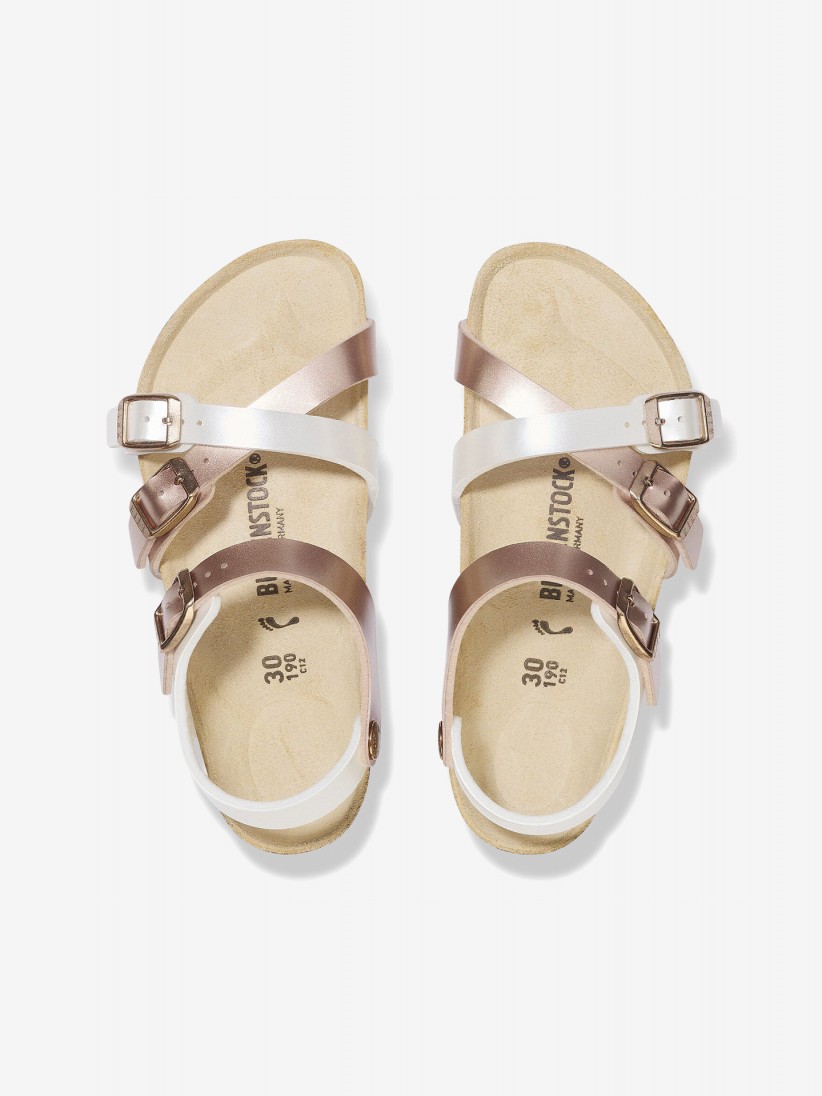 Birkenstock Kumba Birko-Flor Kids White and Rose Gold Sandals