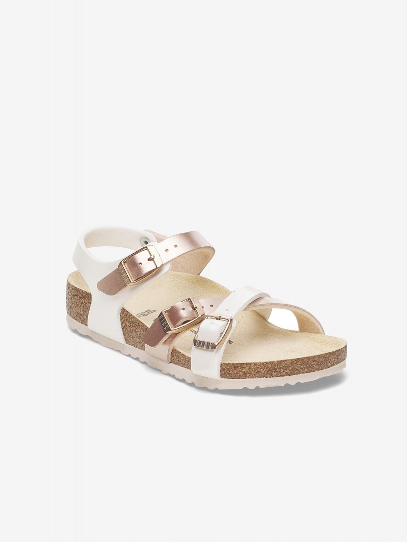 Birkenstock Kumba Birko-Flor Kids White and Rose Gold Sandals