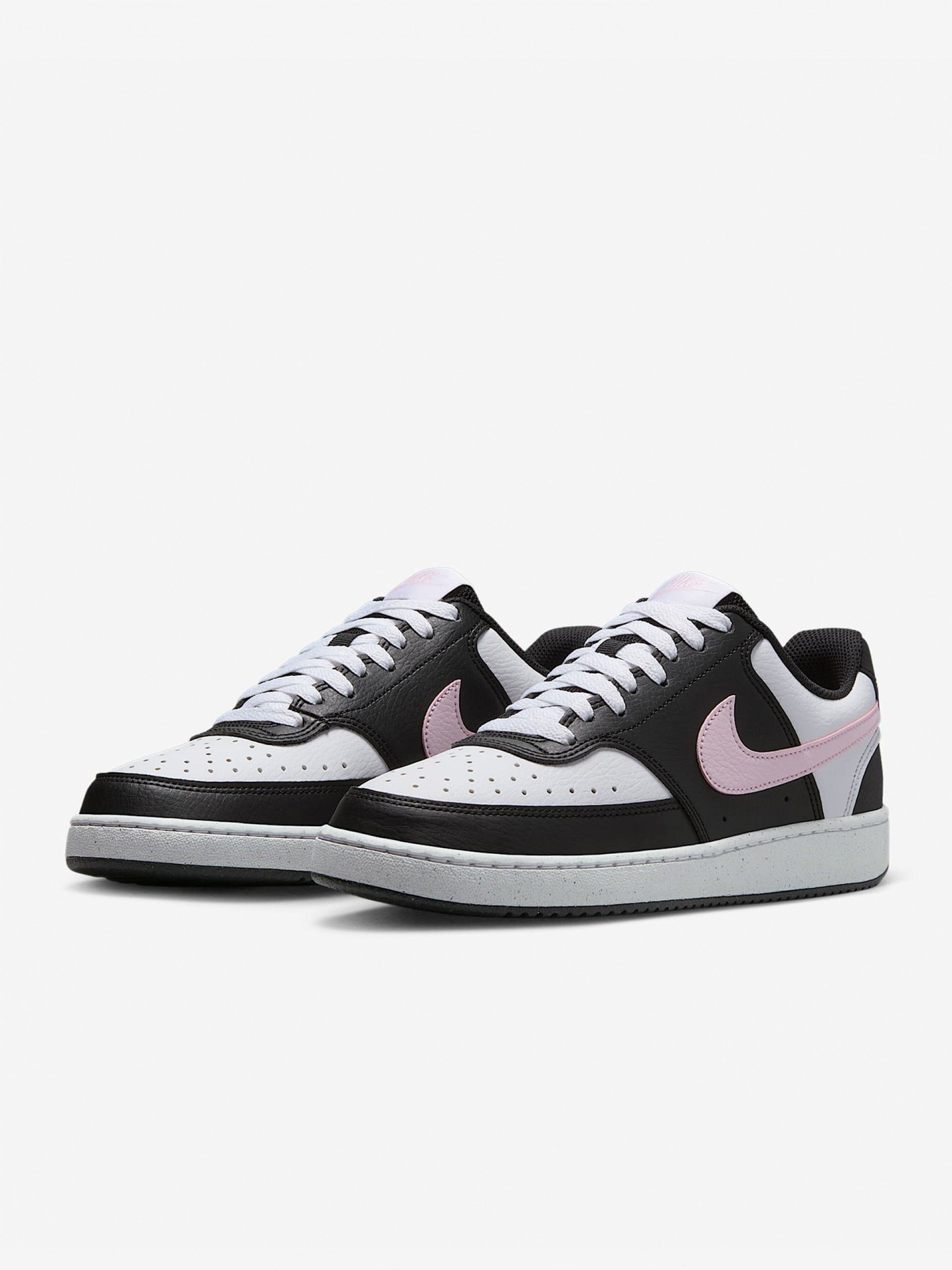 Sapatilhas Nike Court Vision Low Next Nature Pretas e Rosa Para Mulher