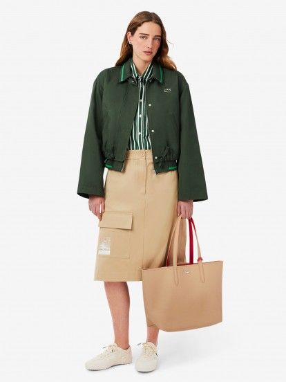 Lacoste Anna Beige Reversible Tote with Clutch