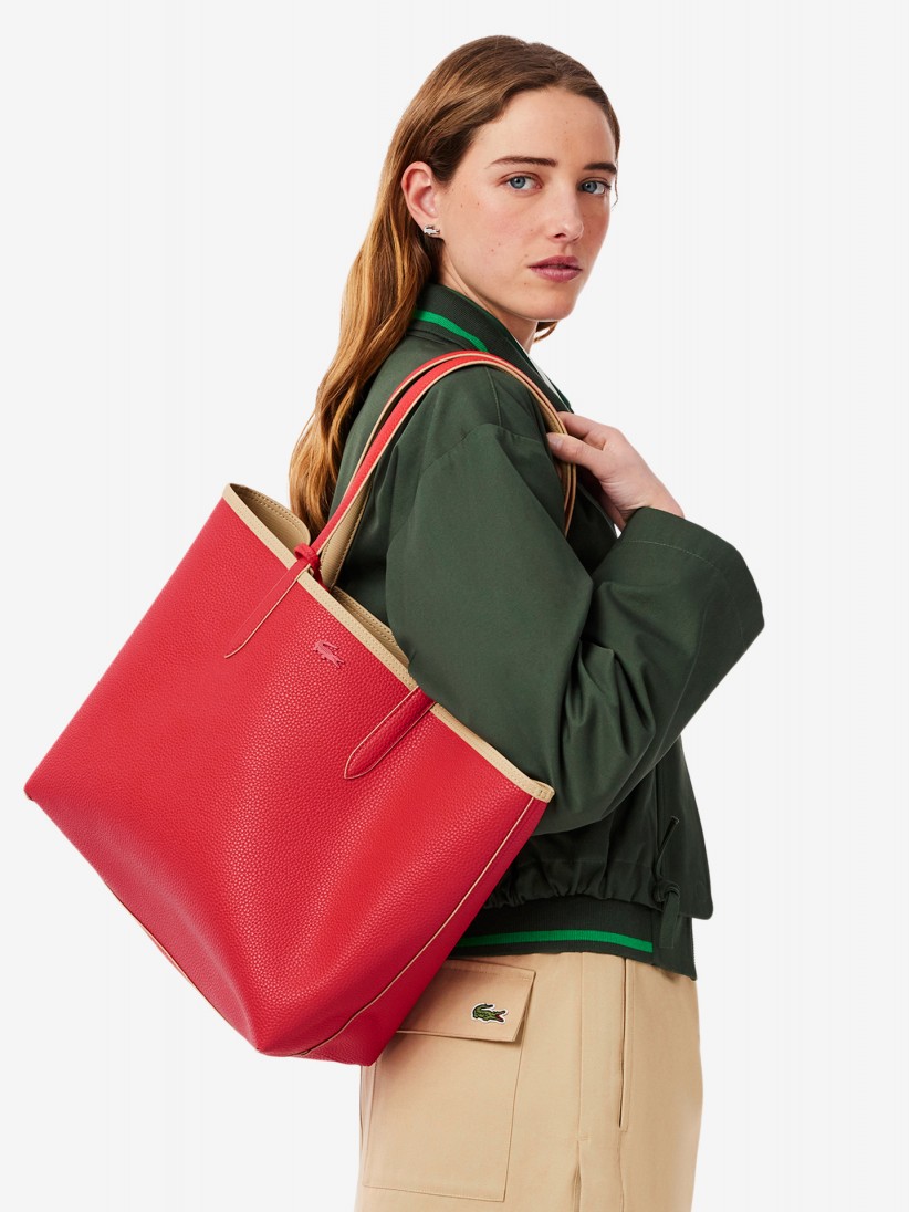 Mala Grande Lacoste Anna Bege Reversvel com Bolsa