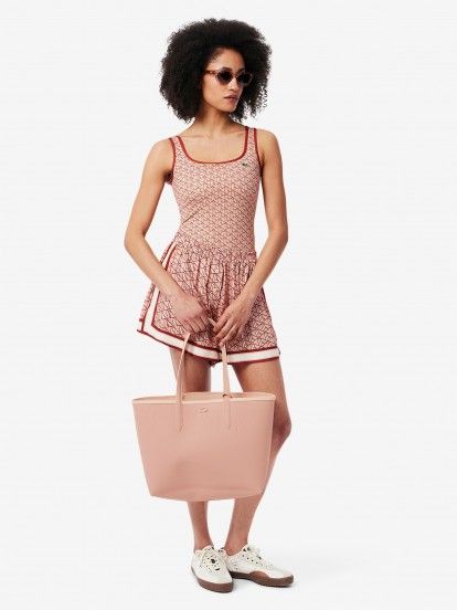 Lacoste Anna Pink Reversible Tote with Clutch