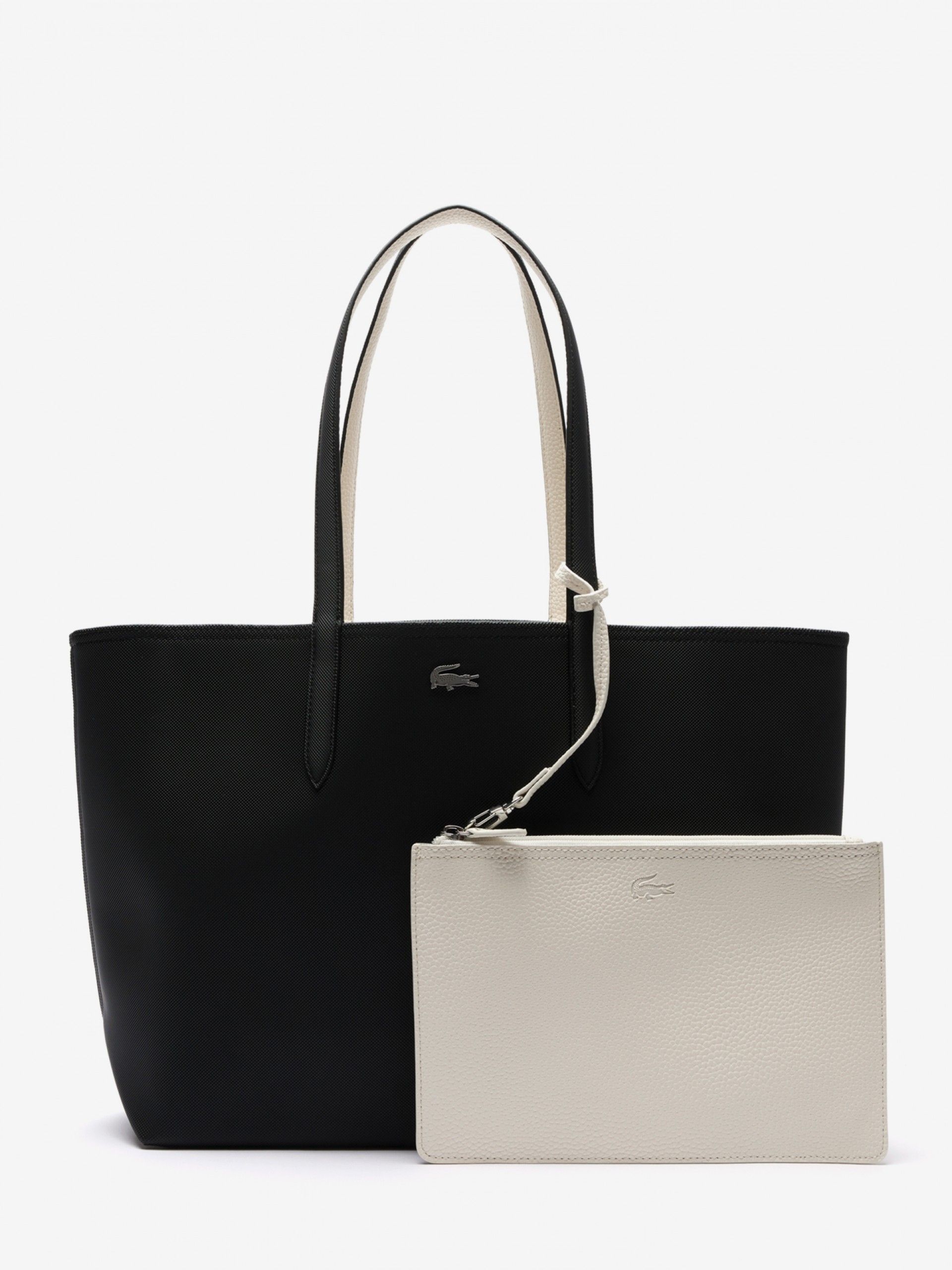 Bolso Tote Lacoste Anna Negro Reversible con Bolso Clutch