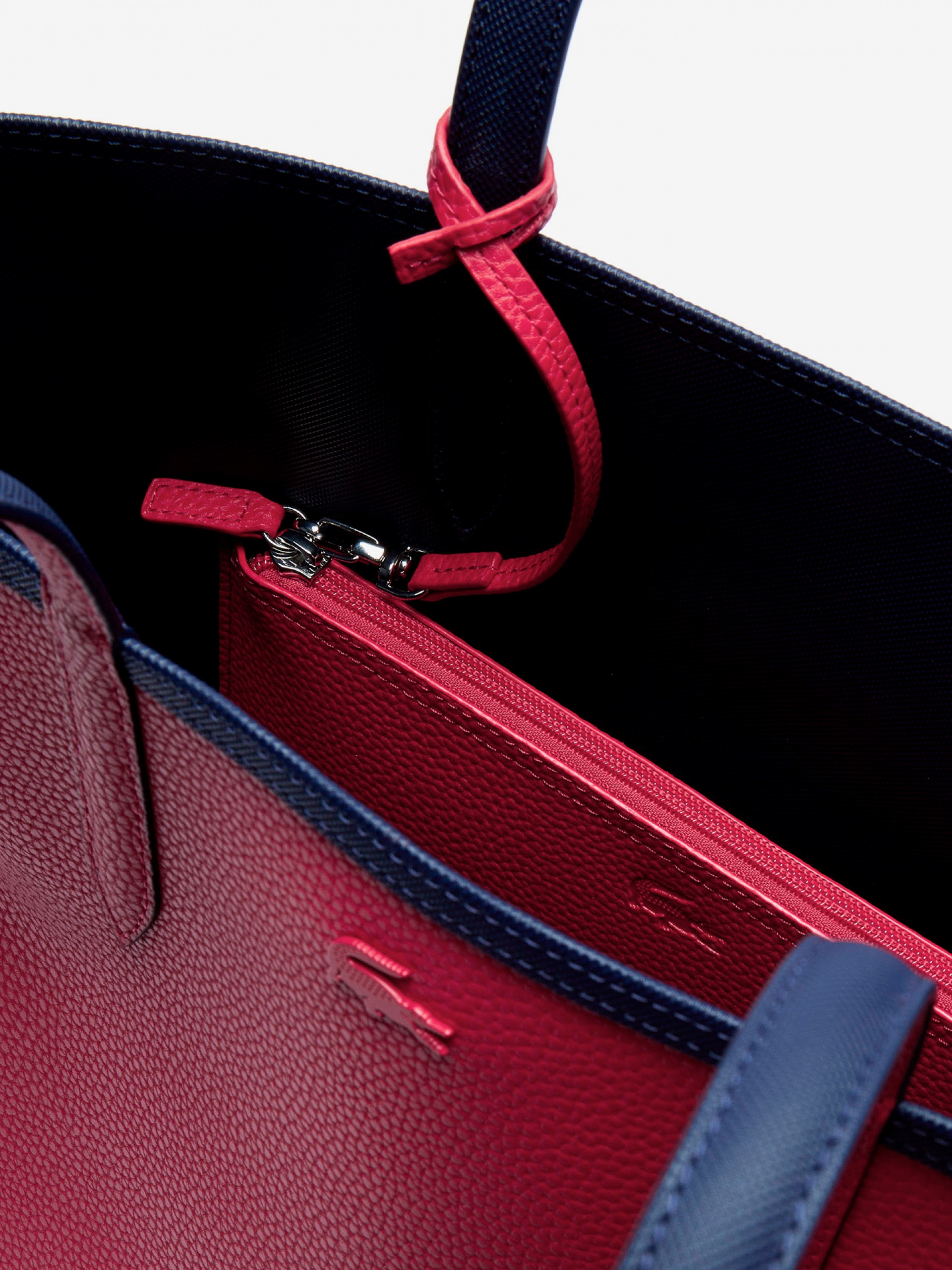 Bolso Tote Lacoste Anna Azul Marino Reversible con Bolso Clutch