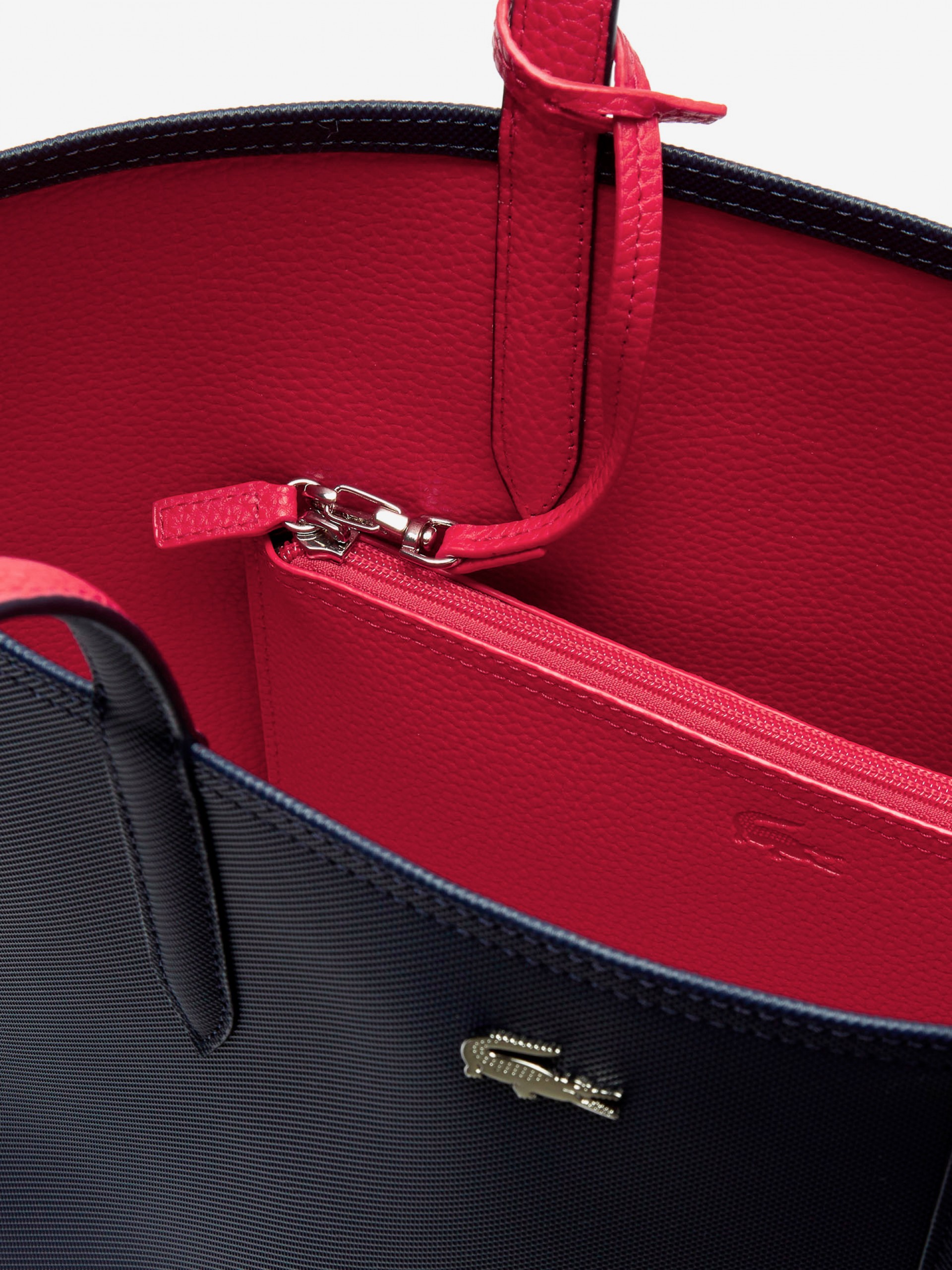 Bolso Tote Lacoste Anna Azul Marino Reversible con Bolso Clutch