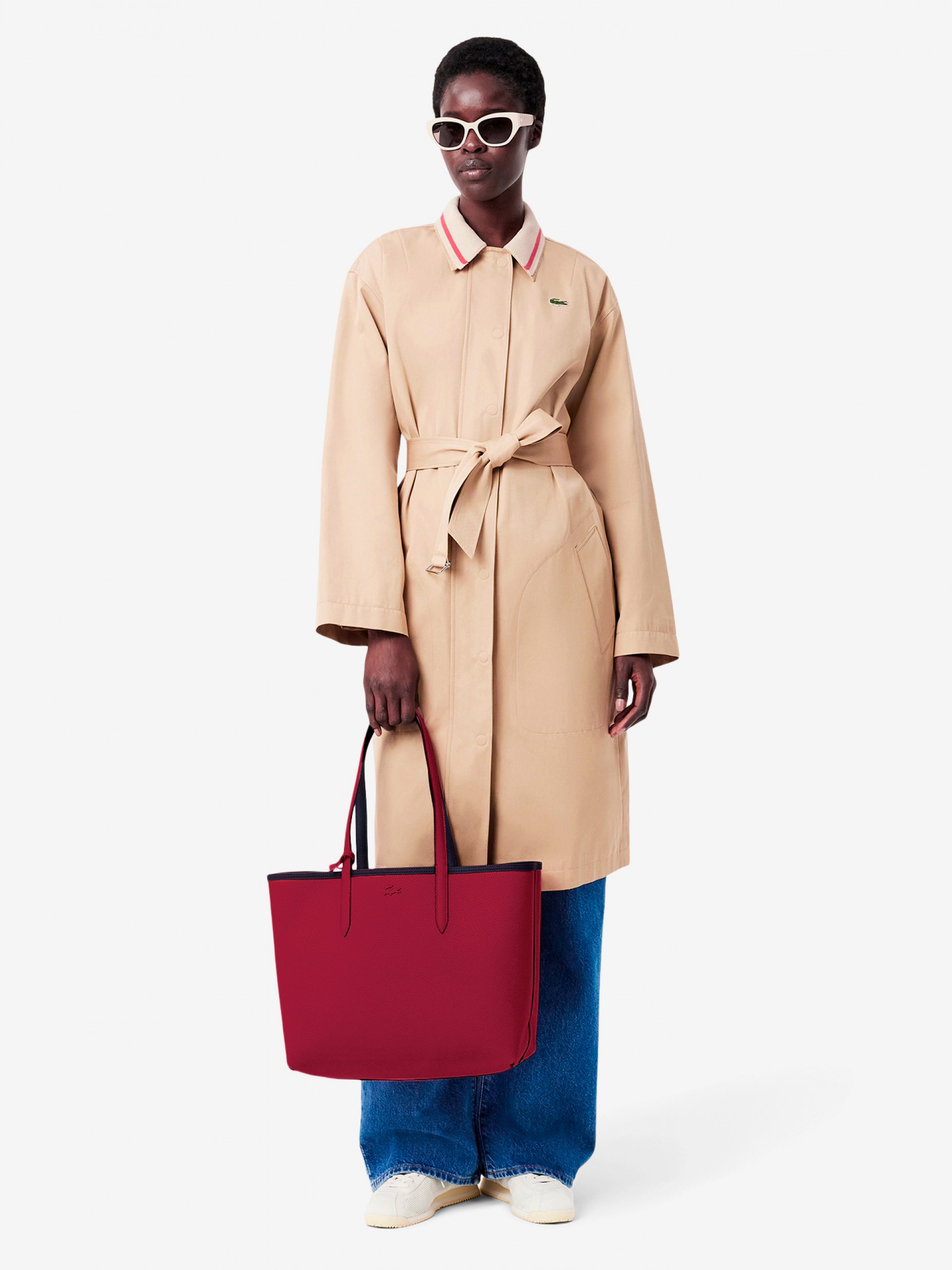 Bolso Tote Lacoste Anna Azul Marino Reversible con Bolso Clutch