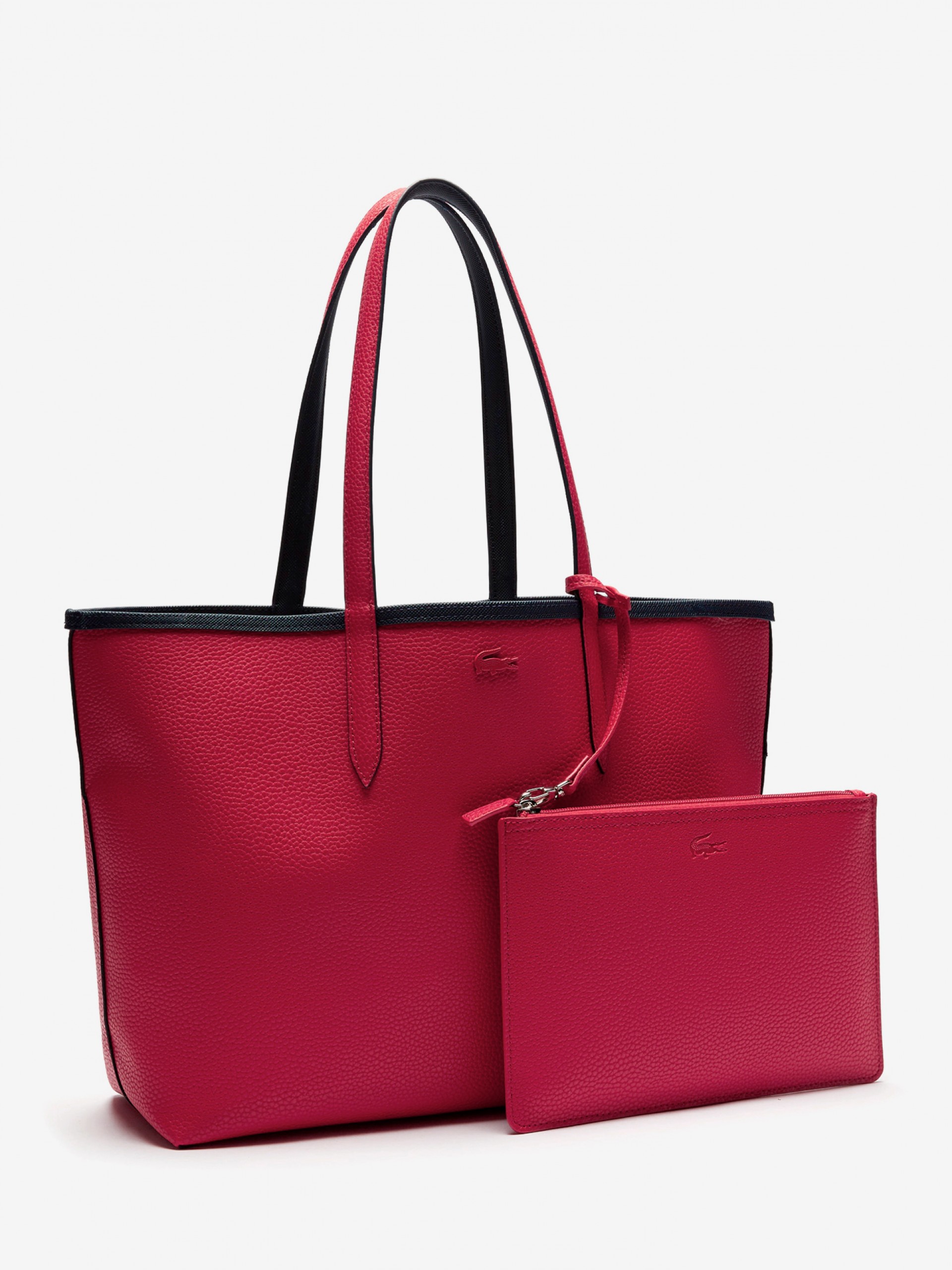 Bolso Tote Lacoste Anna Azul Marino Reversible con Bolso Clutch