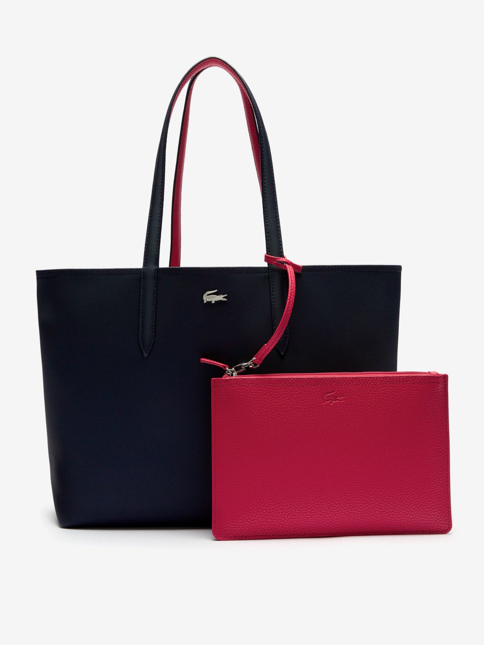 Bolso Tote Lacoste Anna Azul Marino Reversible con Bolso Clutch