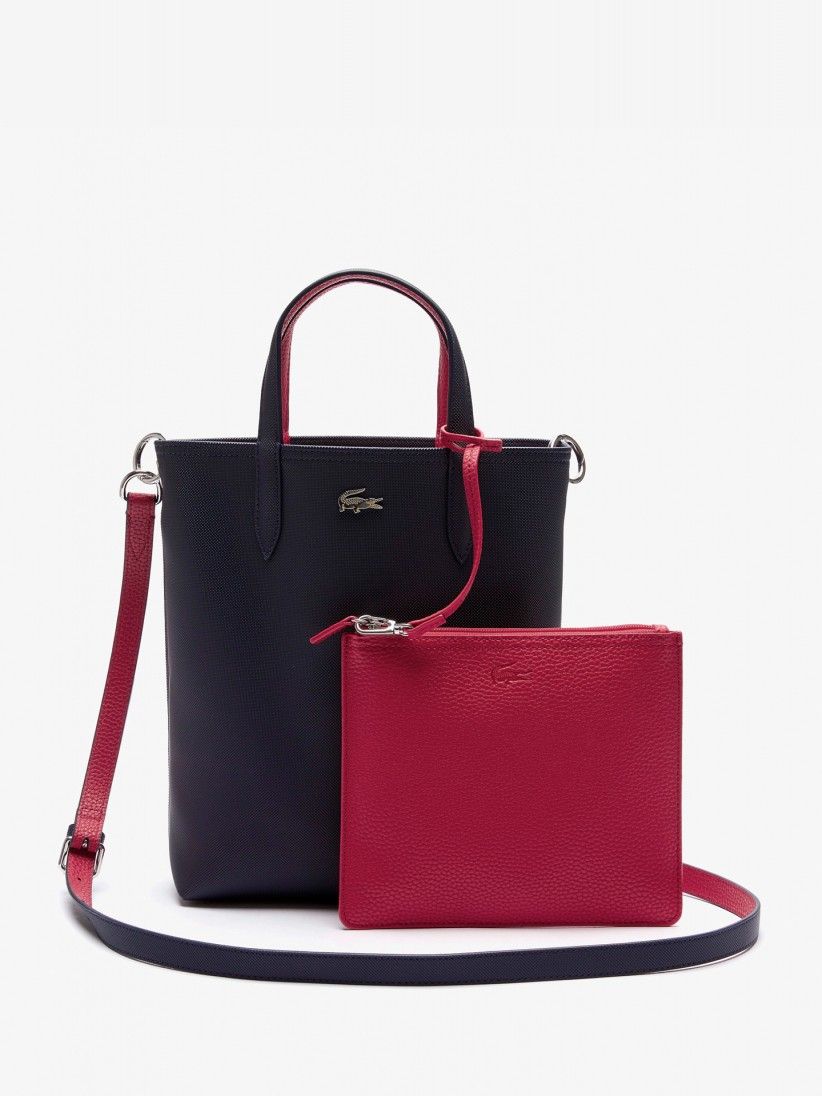Mala Grande Lacoste Vertical Anna Azul Marinho Reversvel com Bolsa