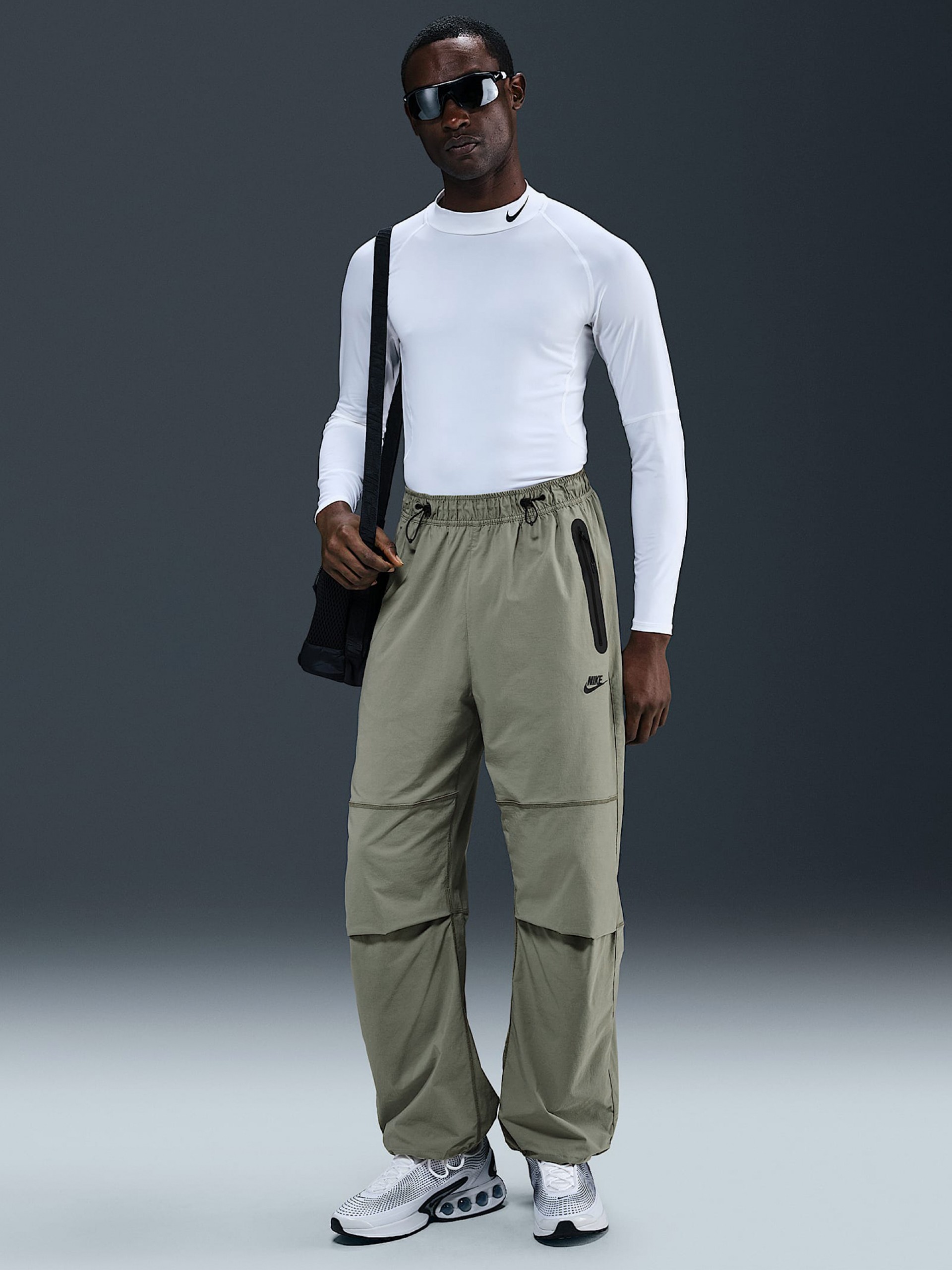 Nike Tech Woven Oversized Khaki Trousers For Men