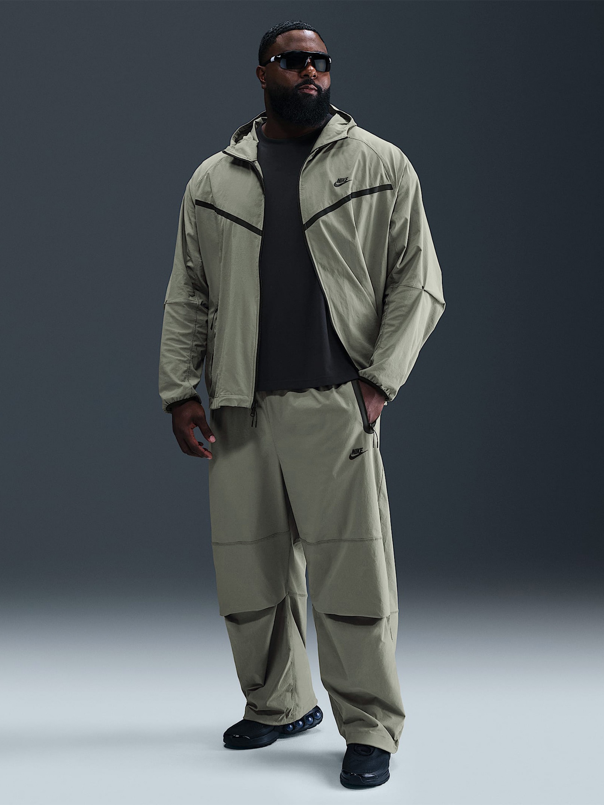 Nike Tech Woven Oversized Khaki Trousers For Men