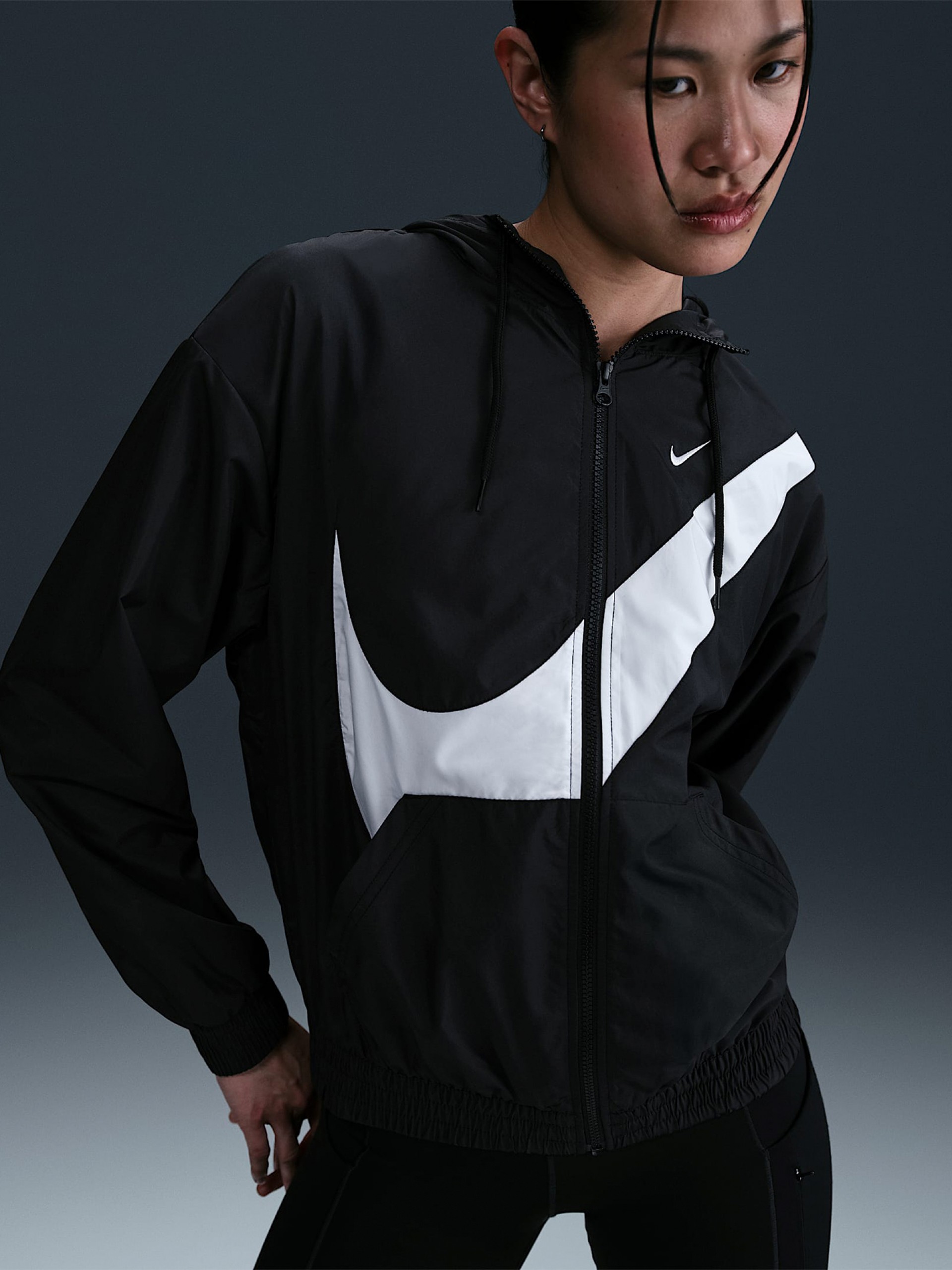 Nike Sportswear Classic Loose UV Protection Black Hooded Jacket For Women