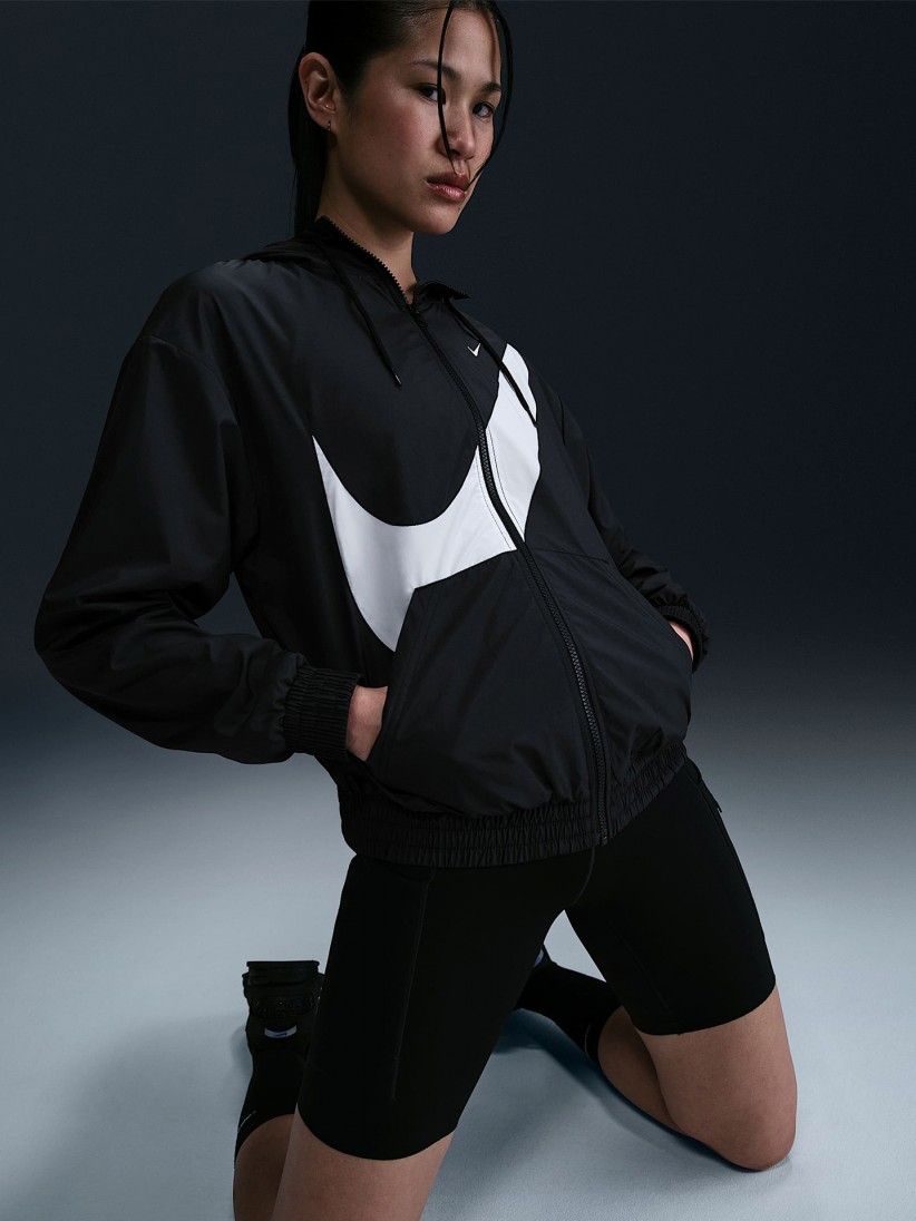 Casaco com Capuz Nike Sportswear Classic Loose Proteo UV Preto Para Mulher