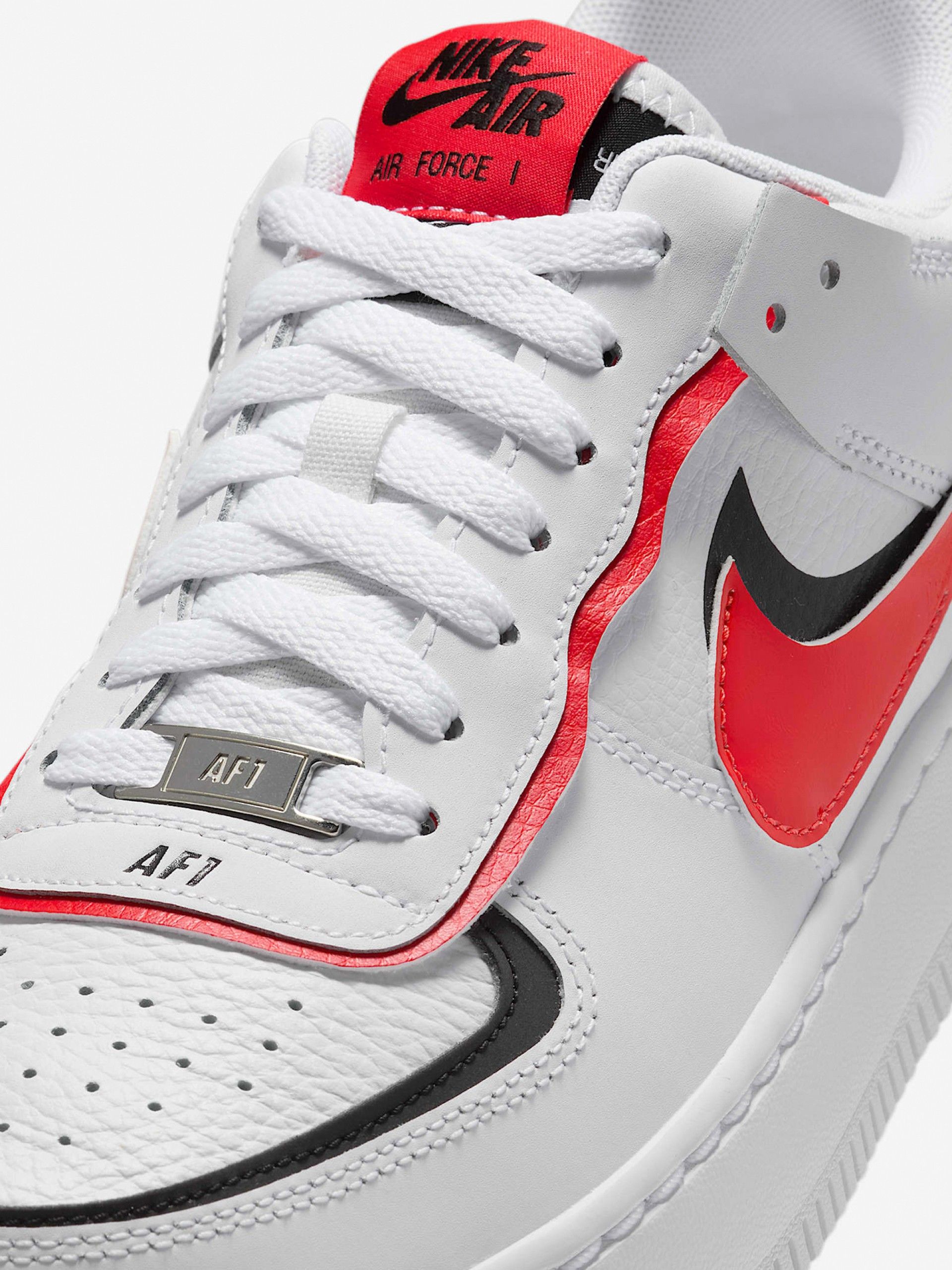 Sapatilhas Nike Air Force 1 Shadow Brancas e Vermelhas Para Mulher