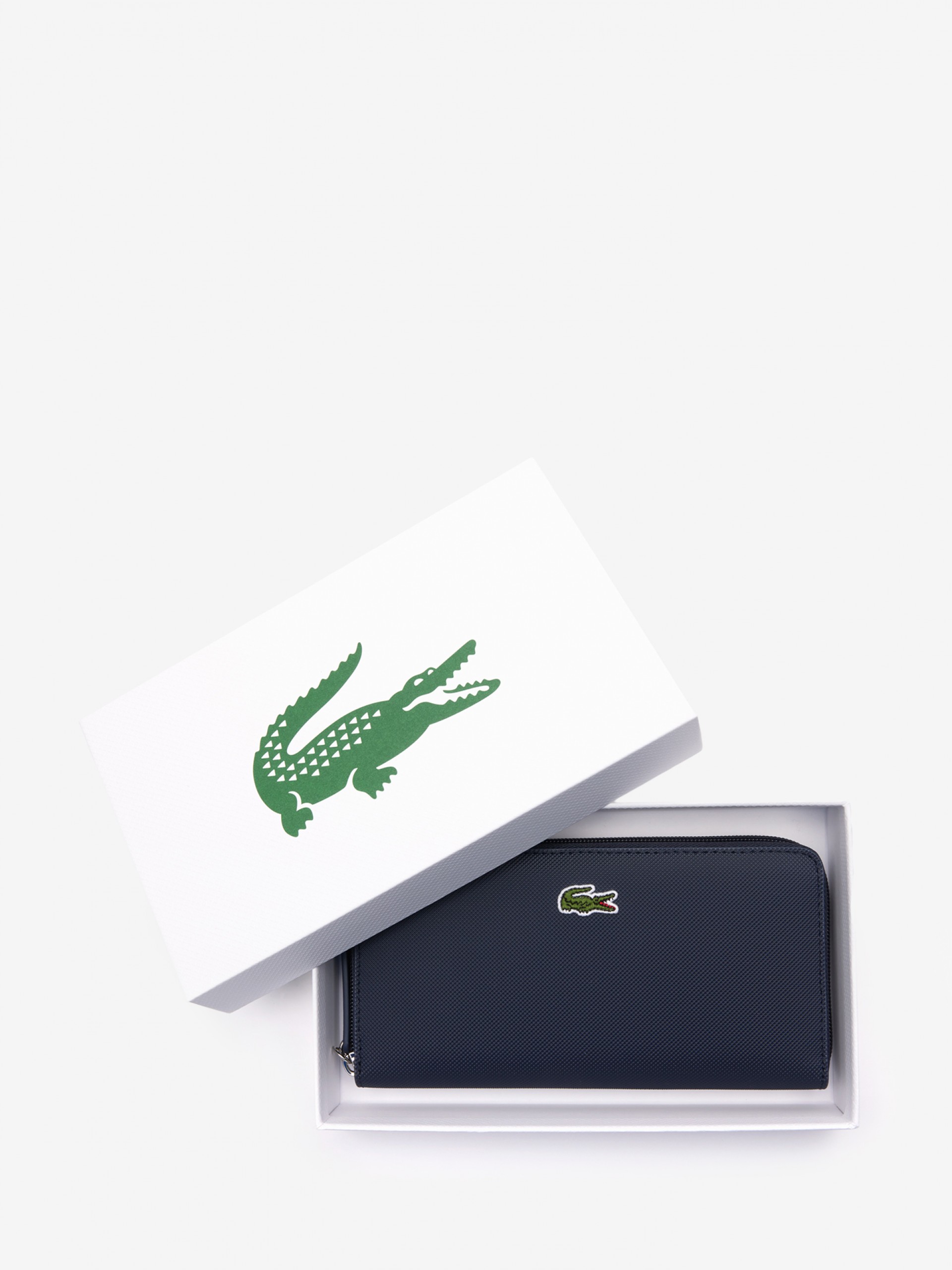 Lacoste Women's Concept Petit Pique 12 Card Zip Blue Wallet