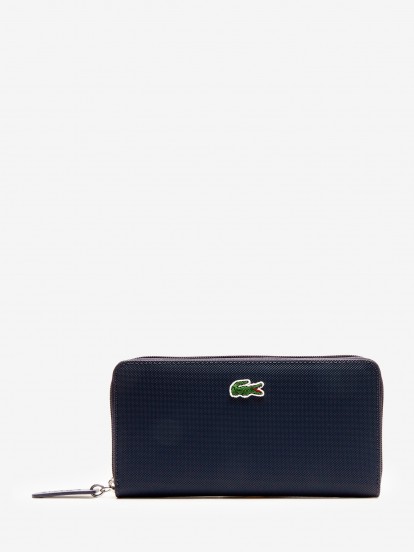 Lacoste Women's Concept Petit Pique 12 Card Zip Blue Wallet