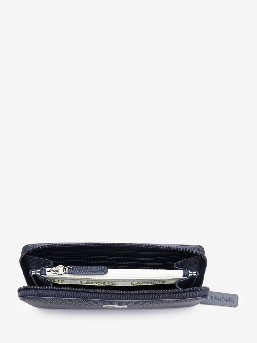 Lacoste Women's Concept Petit Pique 12 Card Zip Blue Wallet