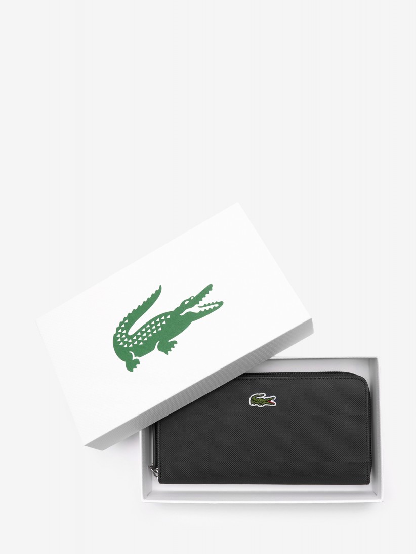 Carteira Lacoste Women's Concept Petit Pique 12 Card Zip Preta