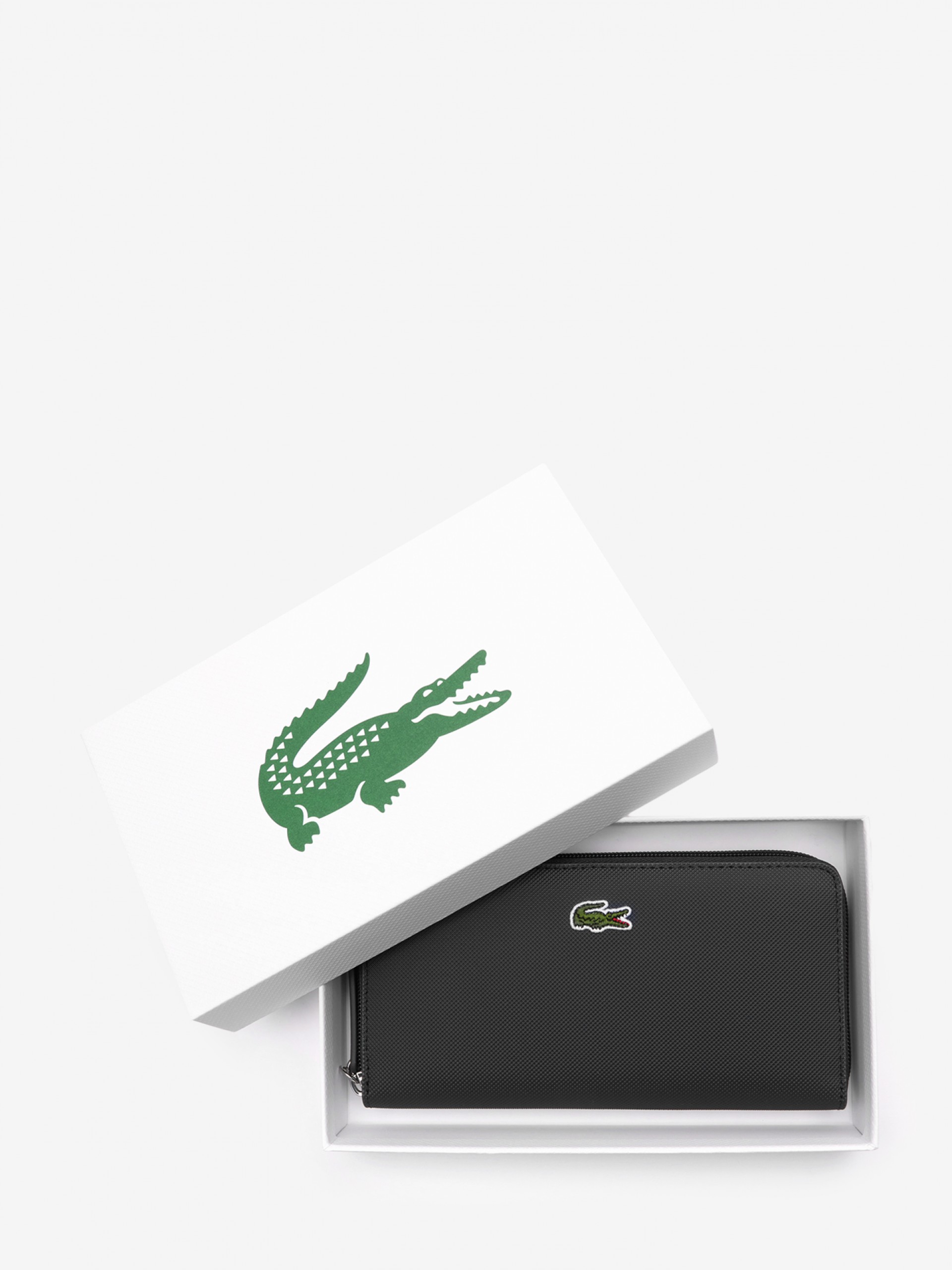 Carteira Lacoste Women's Concept Petit Pique 12 Card Zip Preta