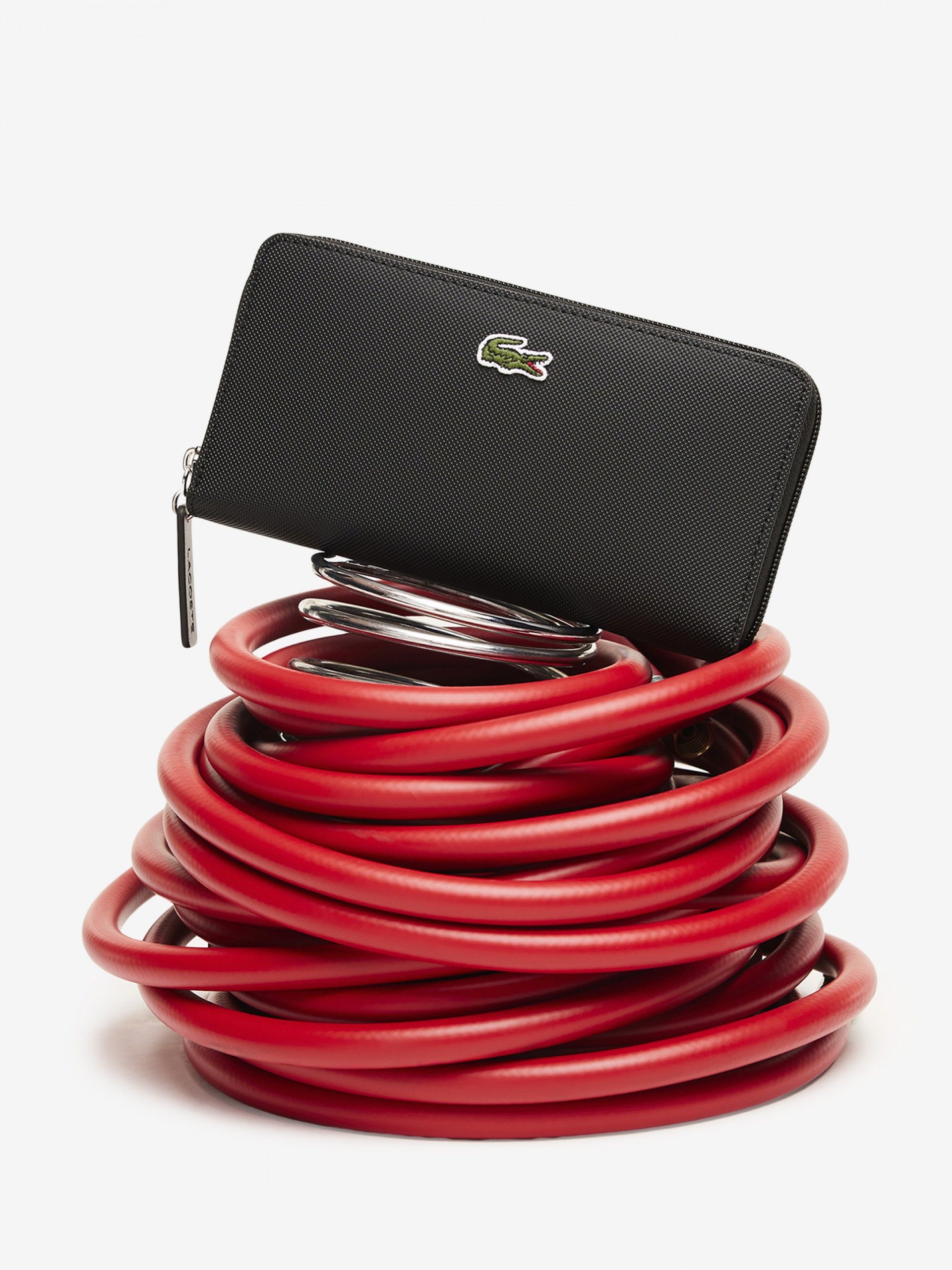 Lacoste Women's Concept Petit Pique 12 Card Zip Black Wallet