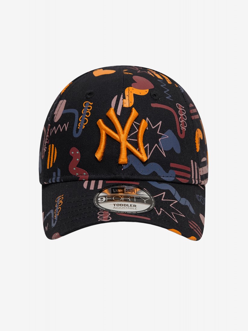 Bon New Era New York Yankees All Over Print 9FORTY Kids Preto Estampado