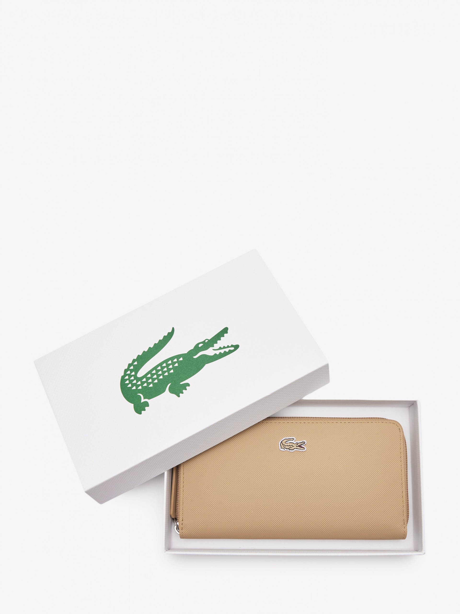 Carteira Lacoste Women's Concept Petit Pique 12 Card Zip Bege