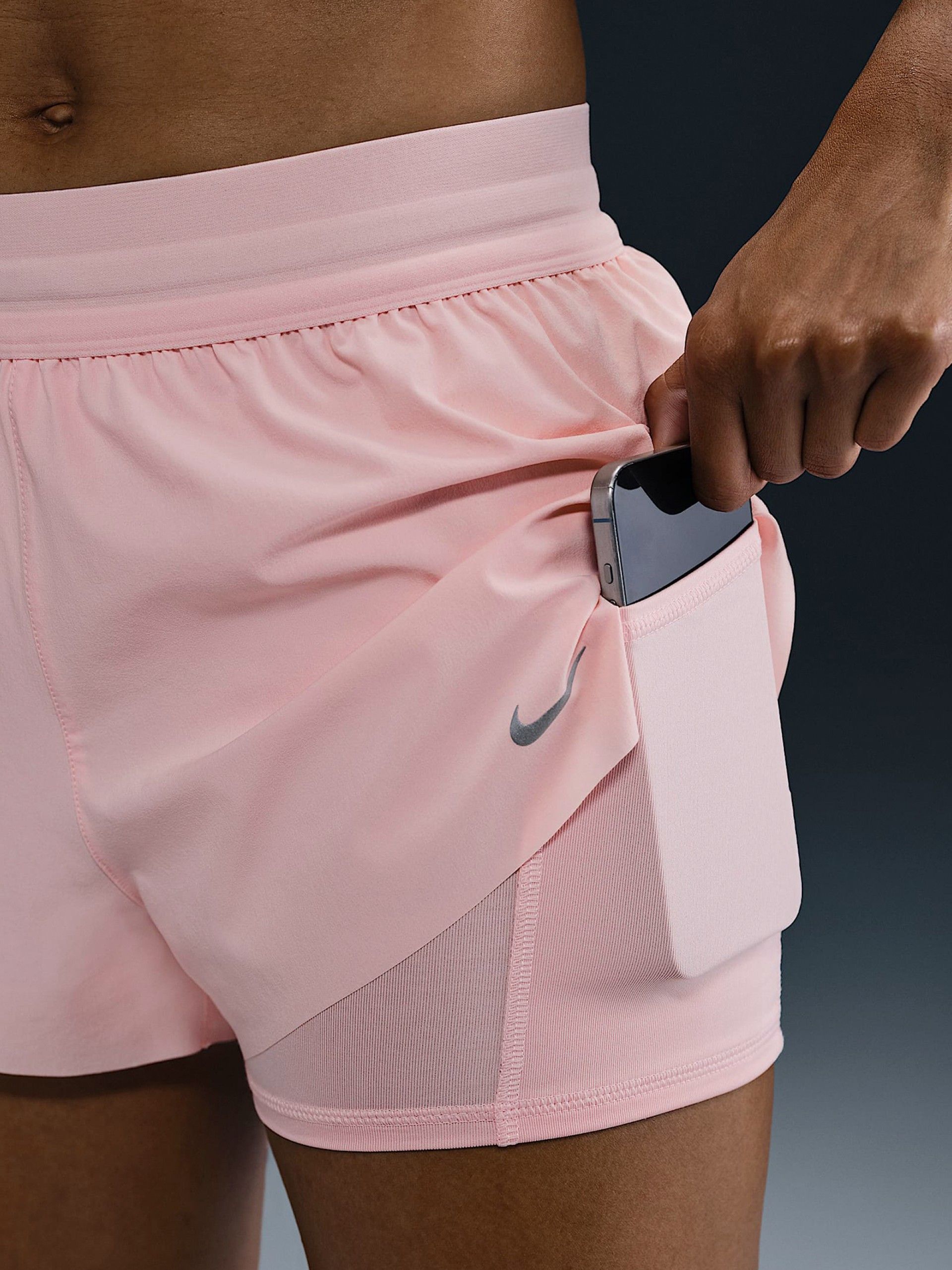 Nike Swift Dri-FIT 10cm Pink 2-in-1 Running Shorts For Women