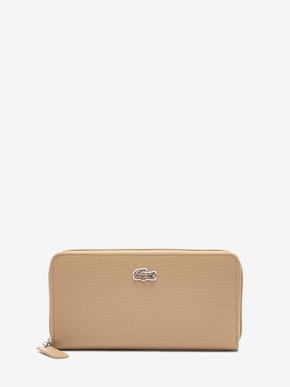 Lacoste Women's Concept Petit Pique 12 Card Zip Beige Wallet