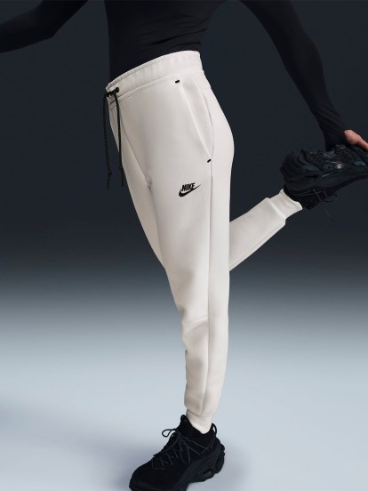 Calas Nike Sportswear Tech Fleece Mid-Rise Brancas Para Mulher