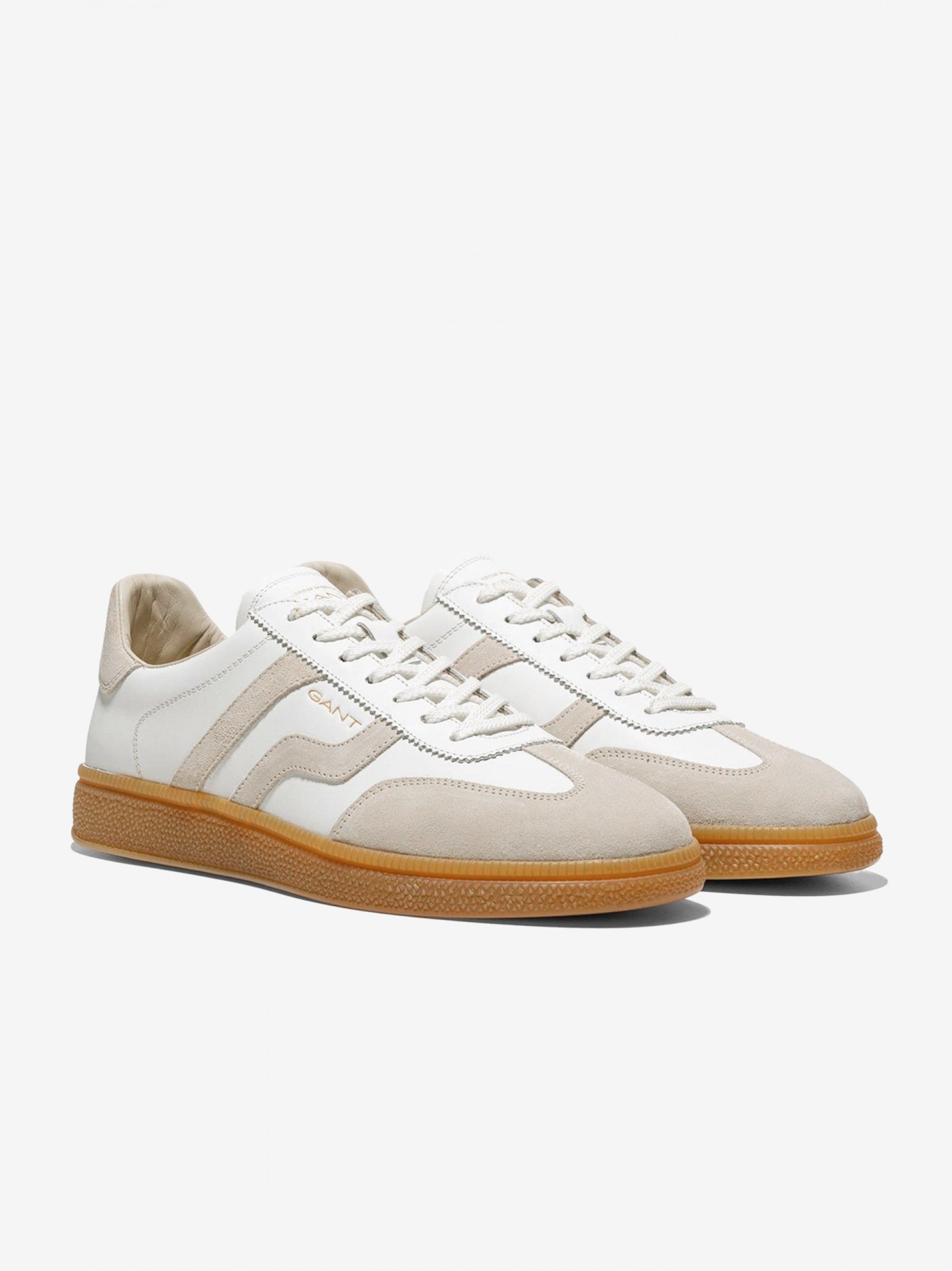 Gant Cuzmo White and Beige Leather and Suede Sneakers