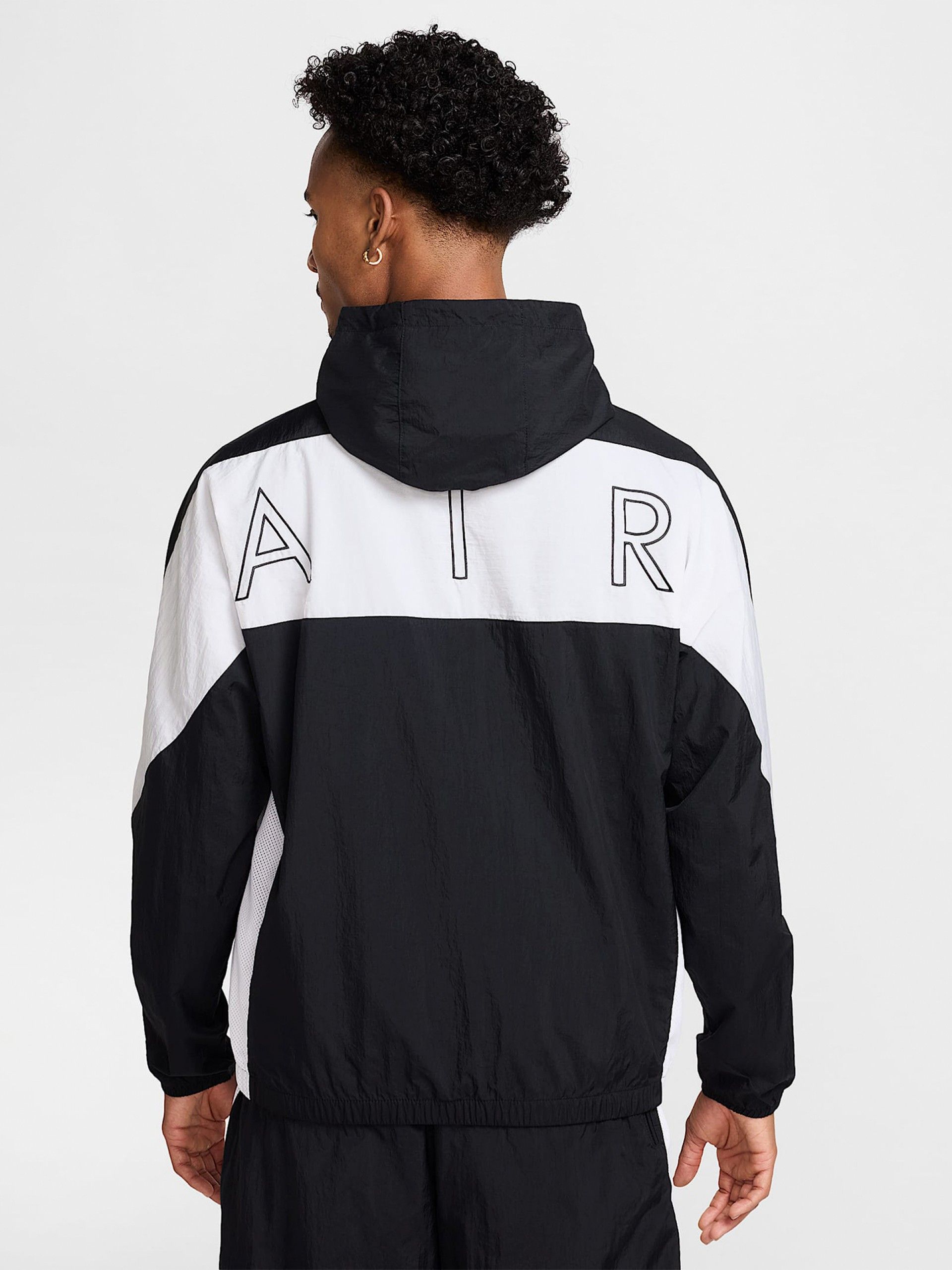 Casaco com Capuz Nike Air Woven Preto e Branco Para Homem