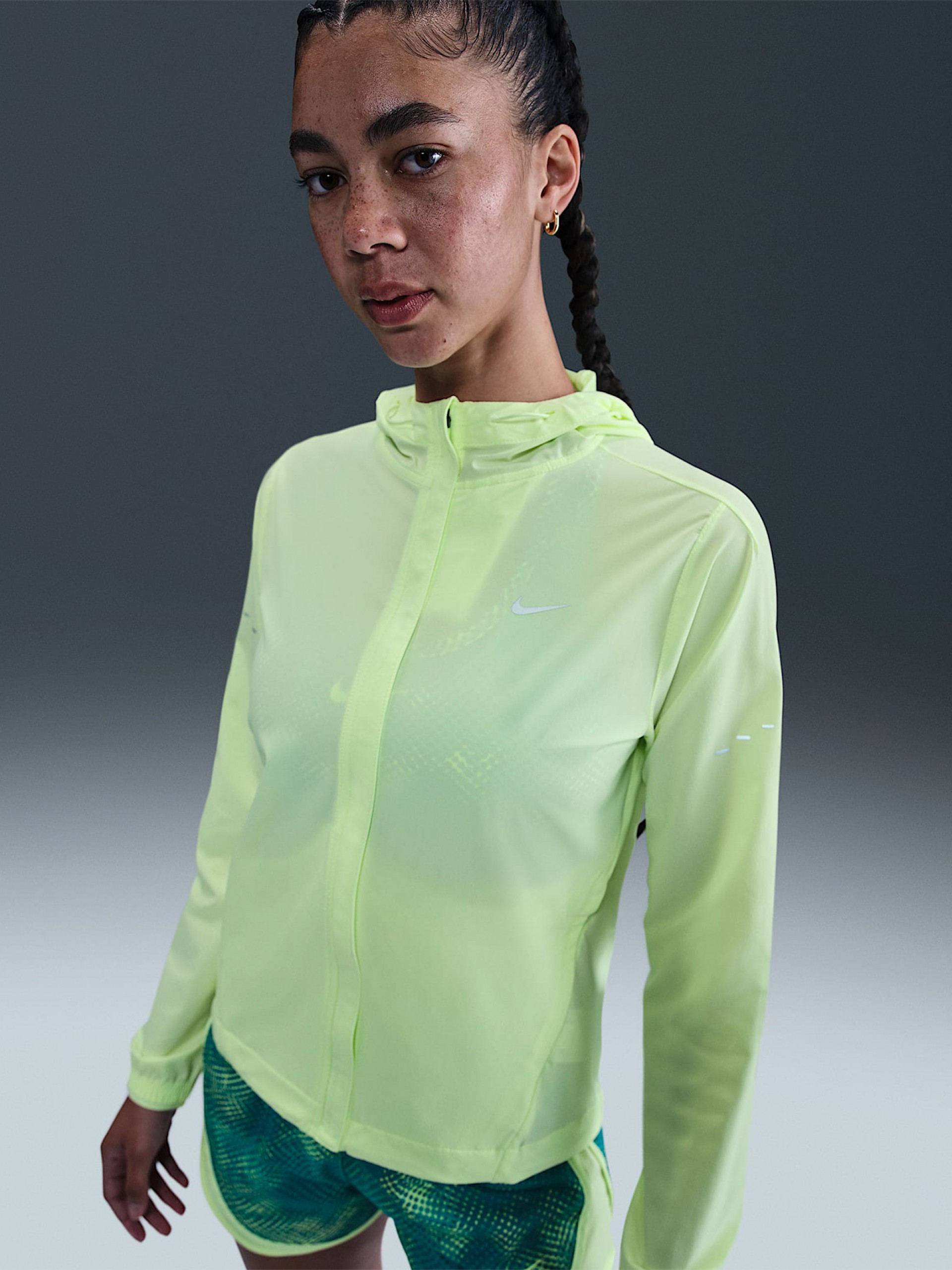 Casaco com Capuz de Running Nike Repel Swift Verde Para Mulher