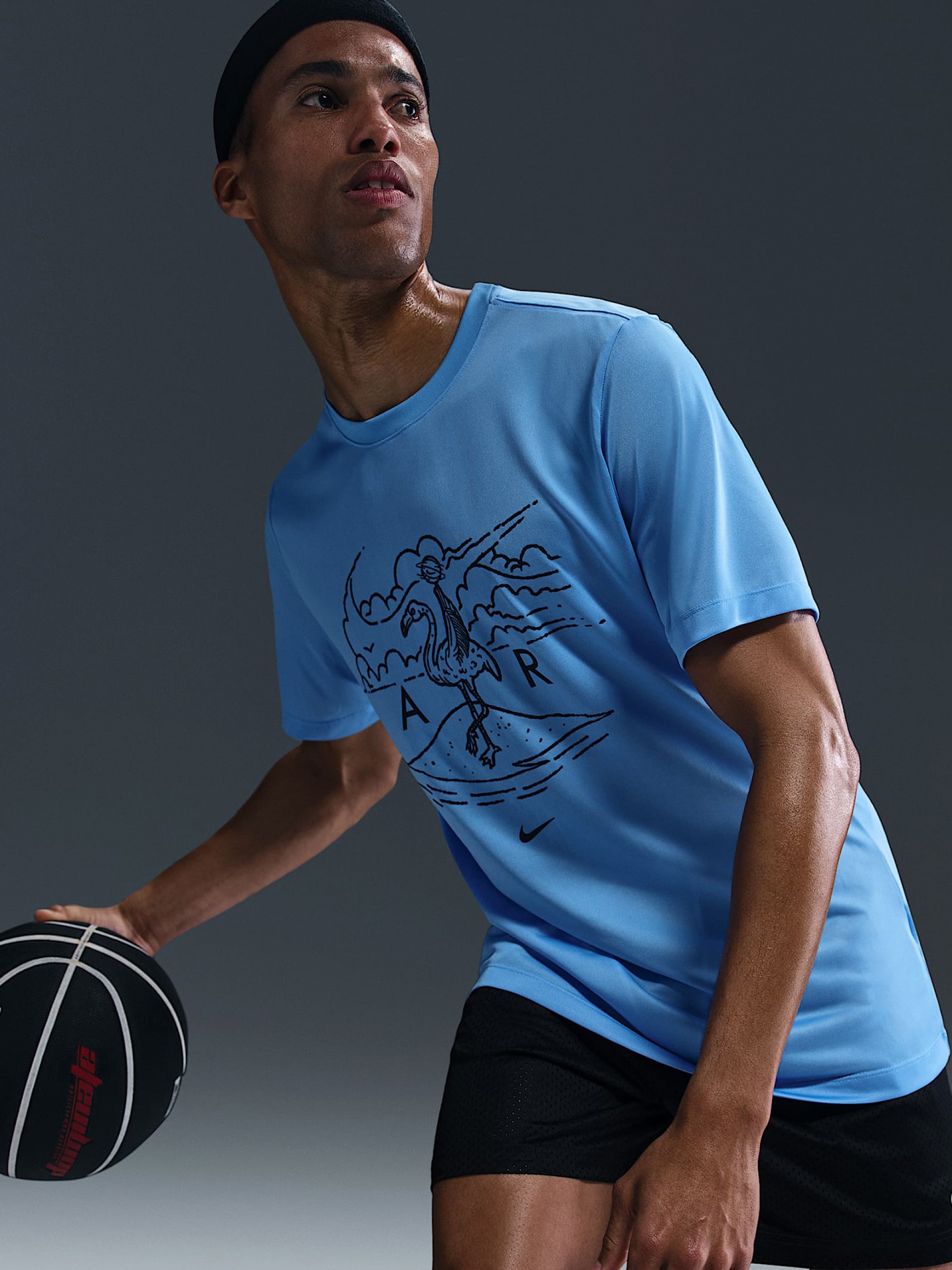 T-shirt de Basquetebol Nike Dri-FIT Azul Claro Para Homem