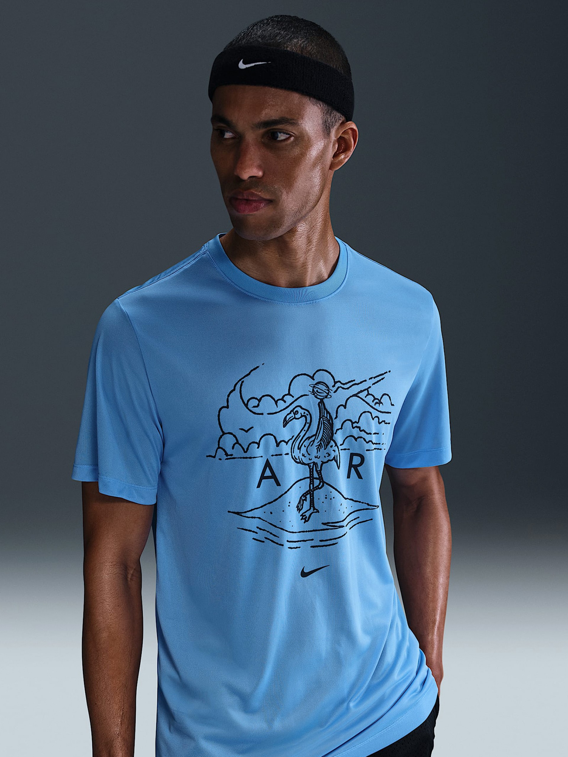 T-shirt de Basquetebol Nike Dri-FIT Azul Claro Para Homem