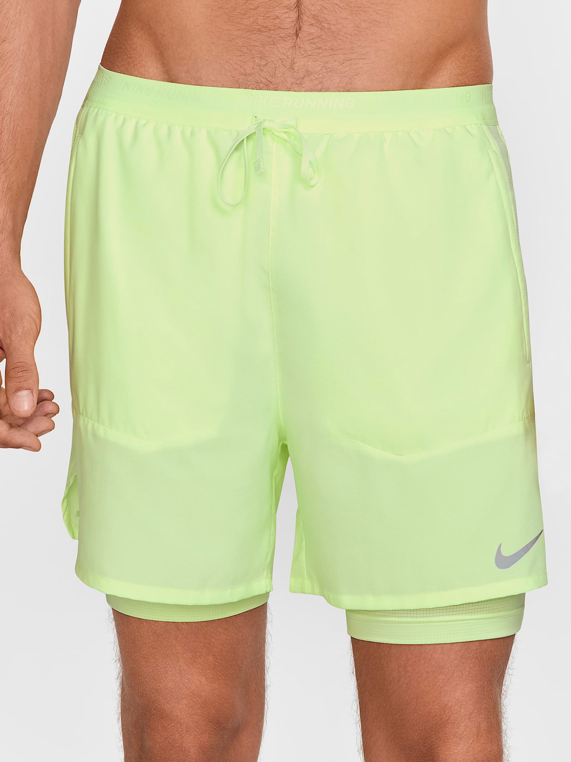 Calções de Running Nike Dri-FIT Stride Hybrid 13cm Verdes Para Homem