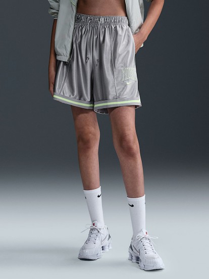 Pantalones Cortos Nike Sportswear Loose Mid-Rise Graphic Plateados y Verdes Para Mujer