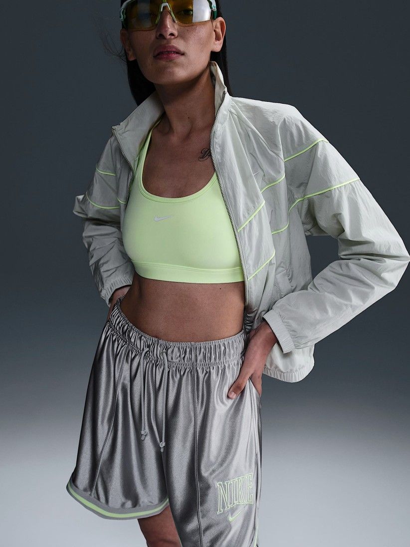 Nike Sportswear Loose Mid-Rise Graphic Silver and Green Shorts For Women