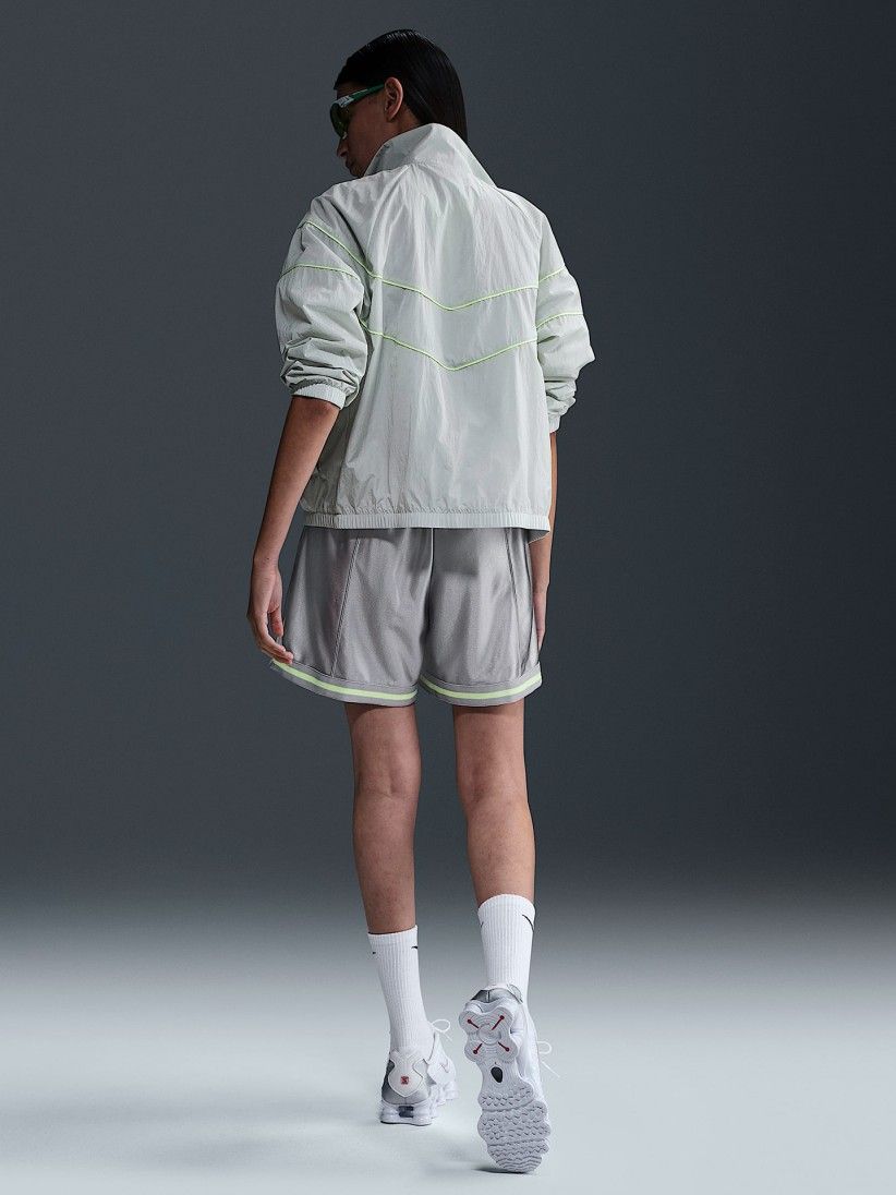 Nike Sportswear Loose Mid-Rise Graphic Silver and Green Shorts For Women