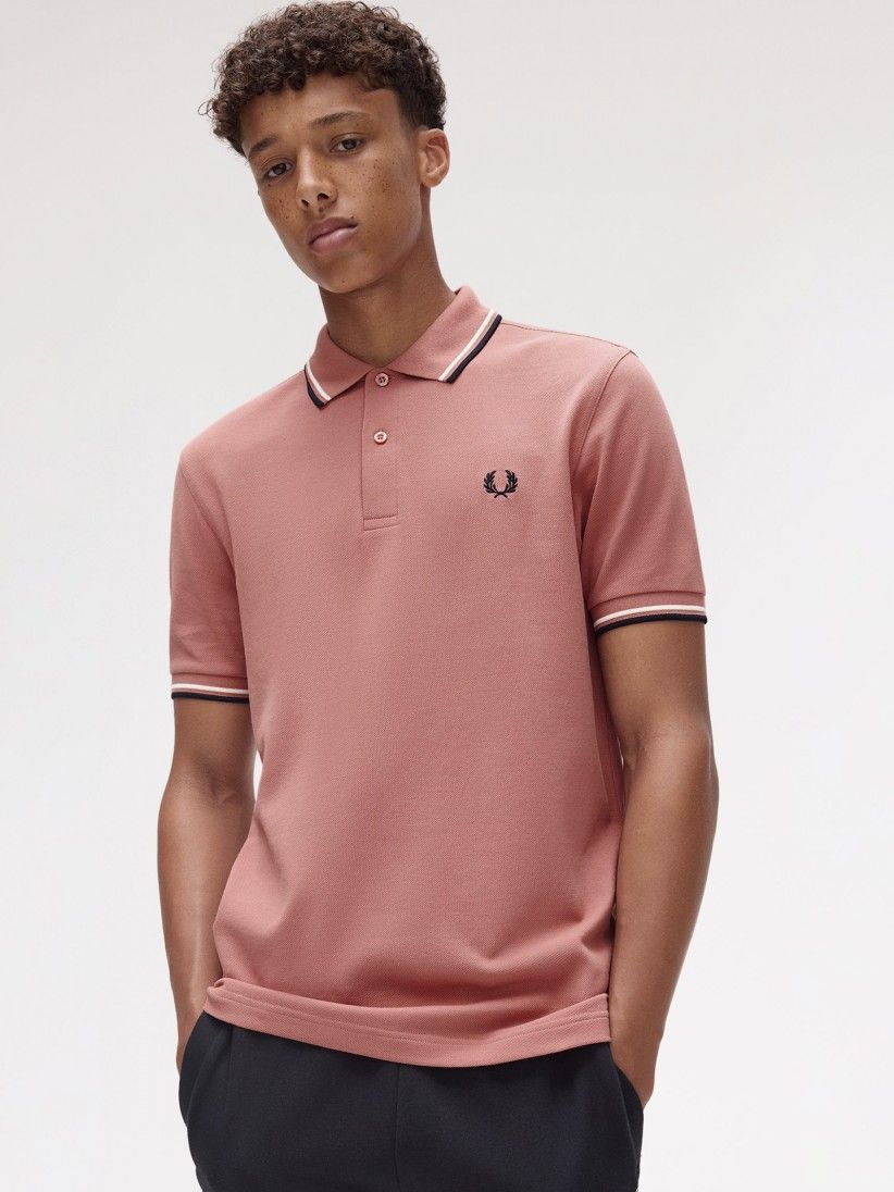 Polo Fred Perry M3600 Twin Tipped Rosa e Azul