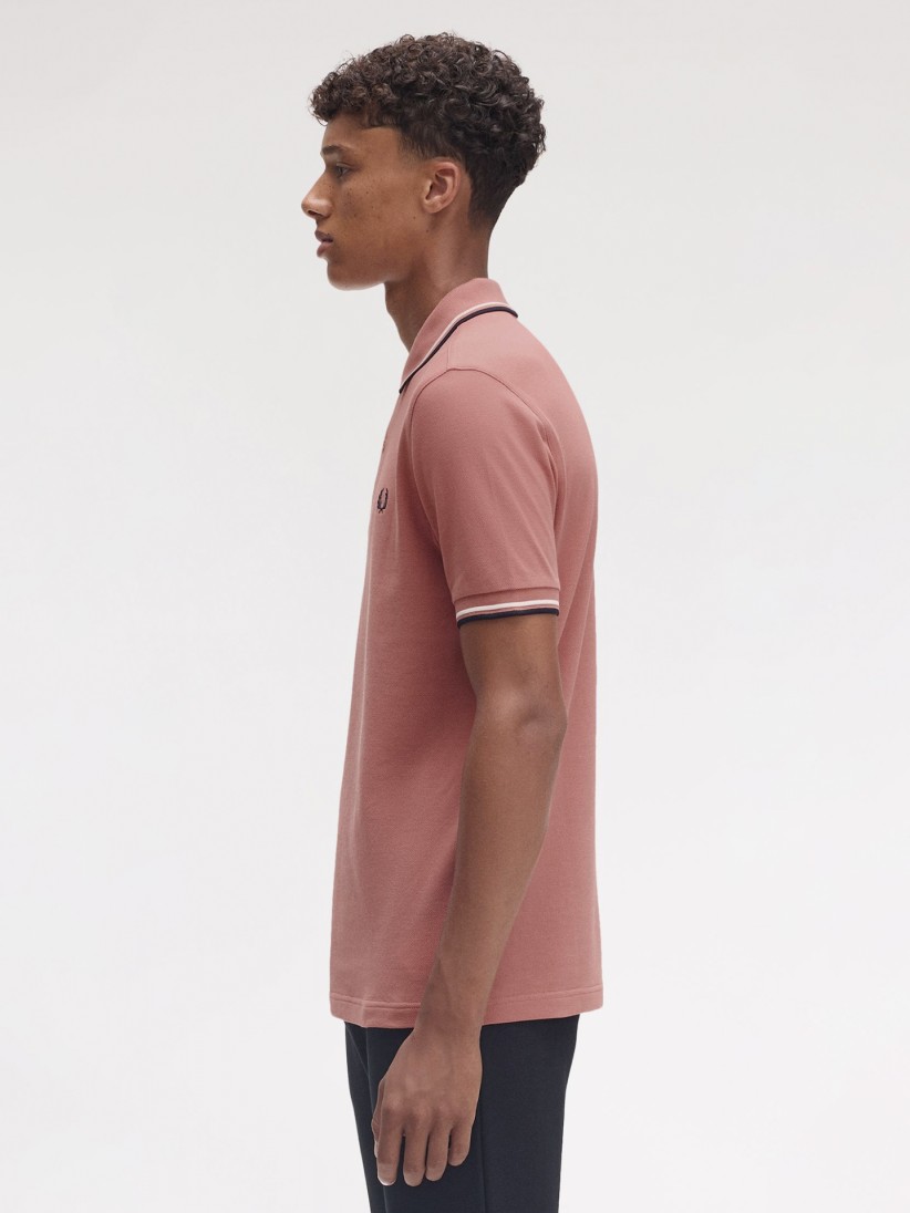 Polo Fred Perry M3600 Twin Tipped Rosa e Azul