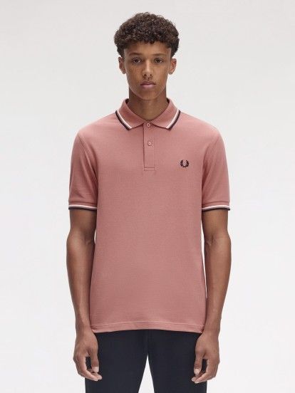Polo Fred Perry M3600 Twin Tipped Rosa y Azul