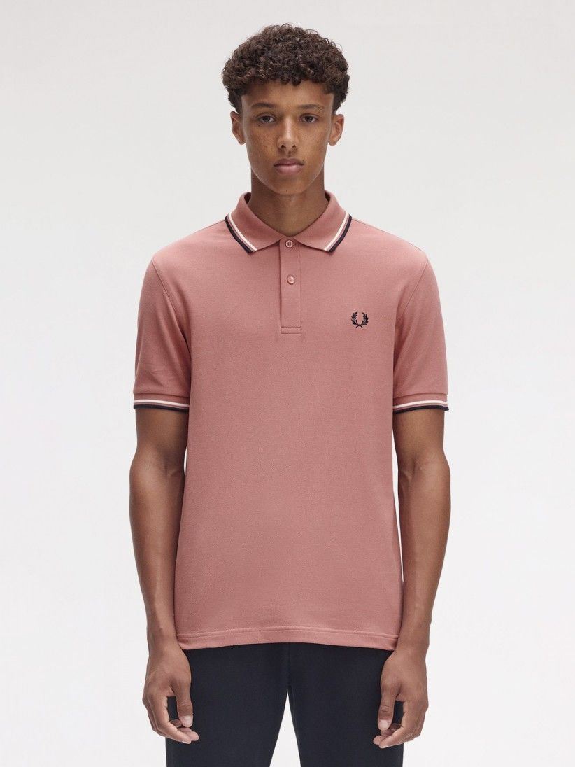 Polo Fred Perry M3600 Twin Tipped Rosa e Azul